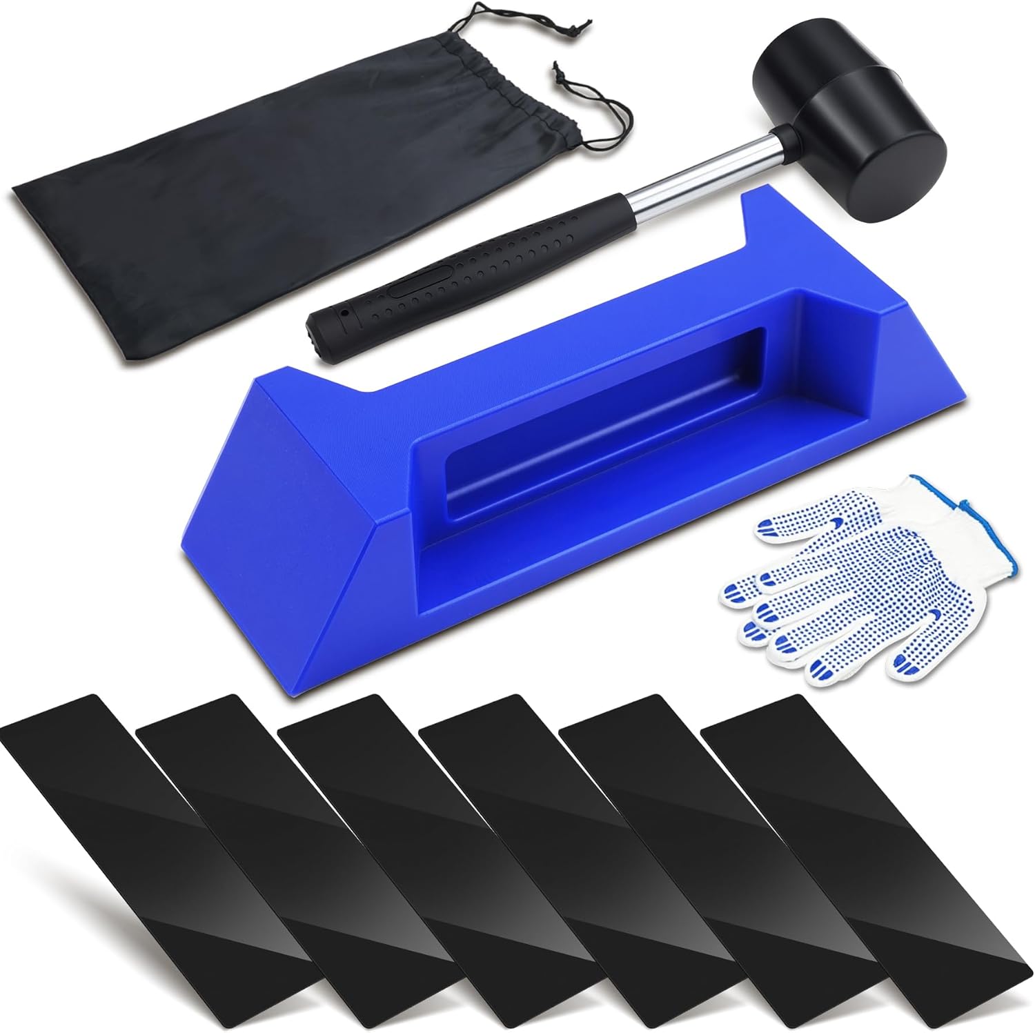 10PCS Floor Gap Fixer Tool Kit, Floor Repair Tools with Upgrade 60° Angle Nylon Block, Rubber Mallet & 6 Washable Adhesive Pads, Plank Grabber for Vinyl Laminate Hardwood Flooring Repair