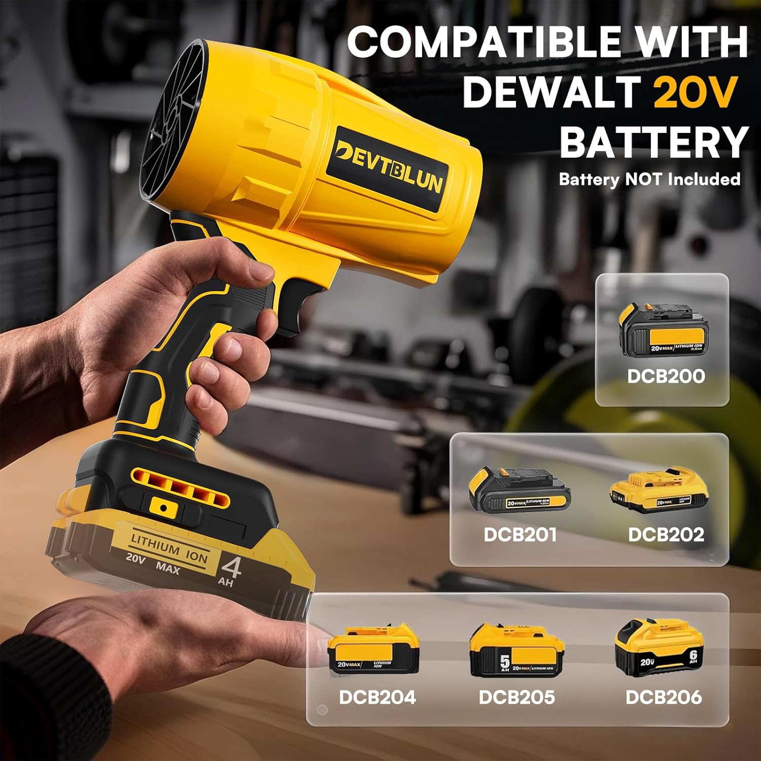 Electric Cordless Leaf Blower for Dewalt 20V Battery,125MPH Brushless Handheld Leaf Blowers Battery Powered,Turbo Jet Dust Air Blower for Patio Cleaning,Lawn Care(No Battery) - Image 2