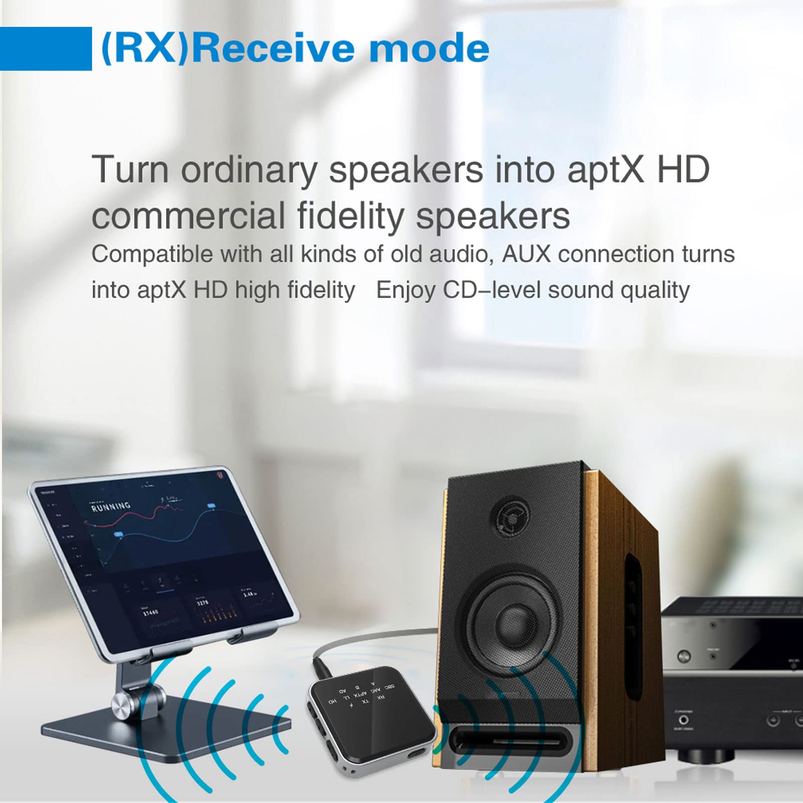 Goshyda Récepteur émetteur Bluetooth 5.2, Adaptateur Auxiliaire Bluetooth avec Modes TX RX, Adaptateur Audio Bluetooth 3,5 Mm pour Haut-parleurs de Voiture