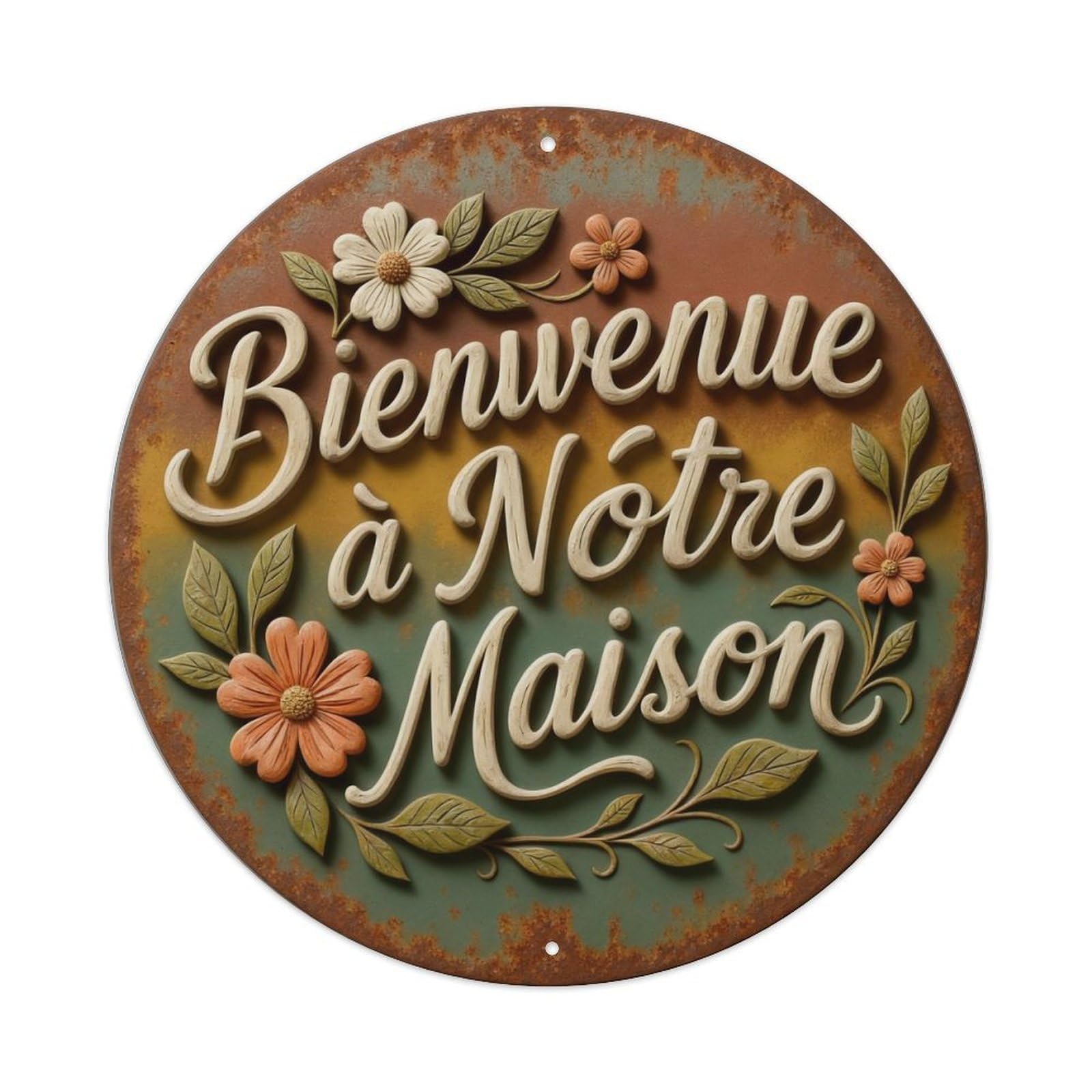 Floral Rustic Welcome Sign Design Vintage Metal Tin Sign Retro Wall Art Poster, Decor for Home Living Room Bar Cafe Garage, 8x8 Inch