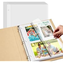 25 Sheets/50 Pages Photo Album Refill Pages for 3 Ring Binder, Acid Free & Waterproof Photo Album Self Adhesive Pages for 2x3 4x6 5x7 8x10 Photos, Stamps, Recipe Cards