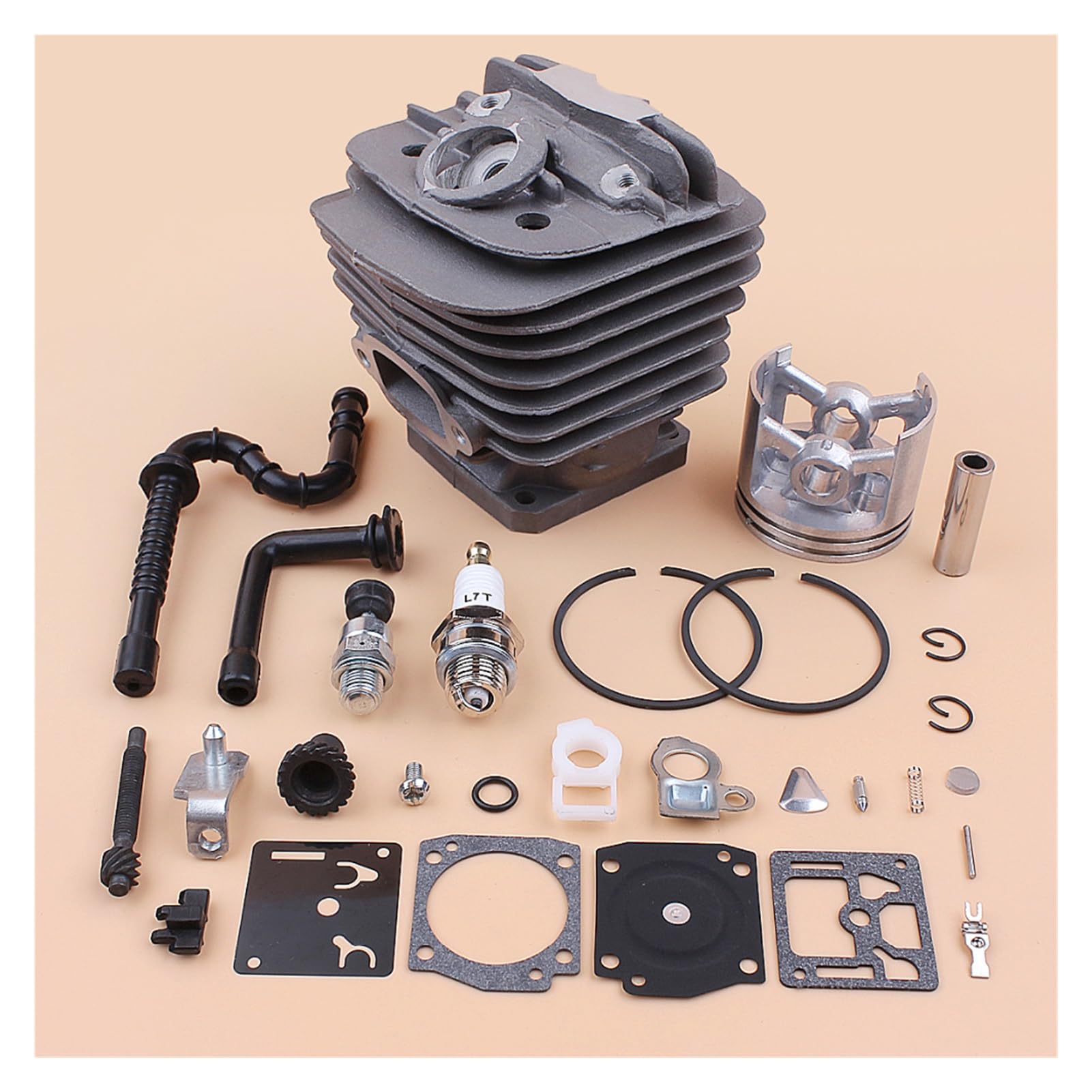 1 Juego de tensor cadena manguera aceite y pistón cilindro 48mm, Kit reparación carburador for Stihl 036 MS360 MS 360 for piezas reconstrucción motosierra 11250201206