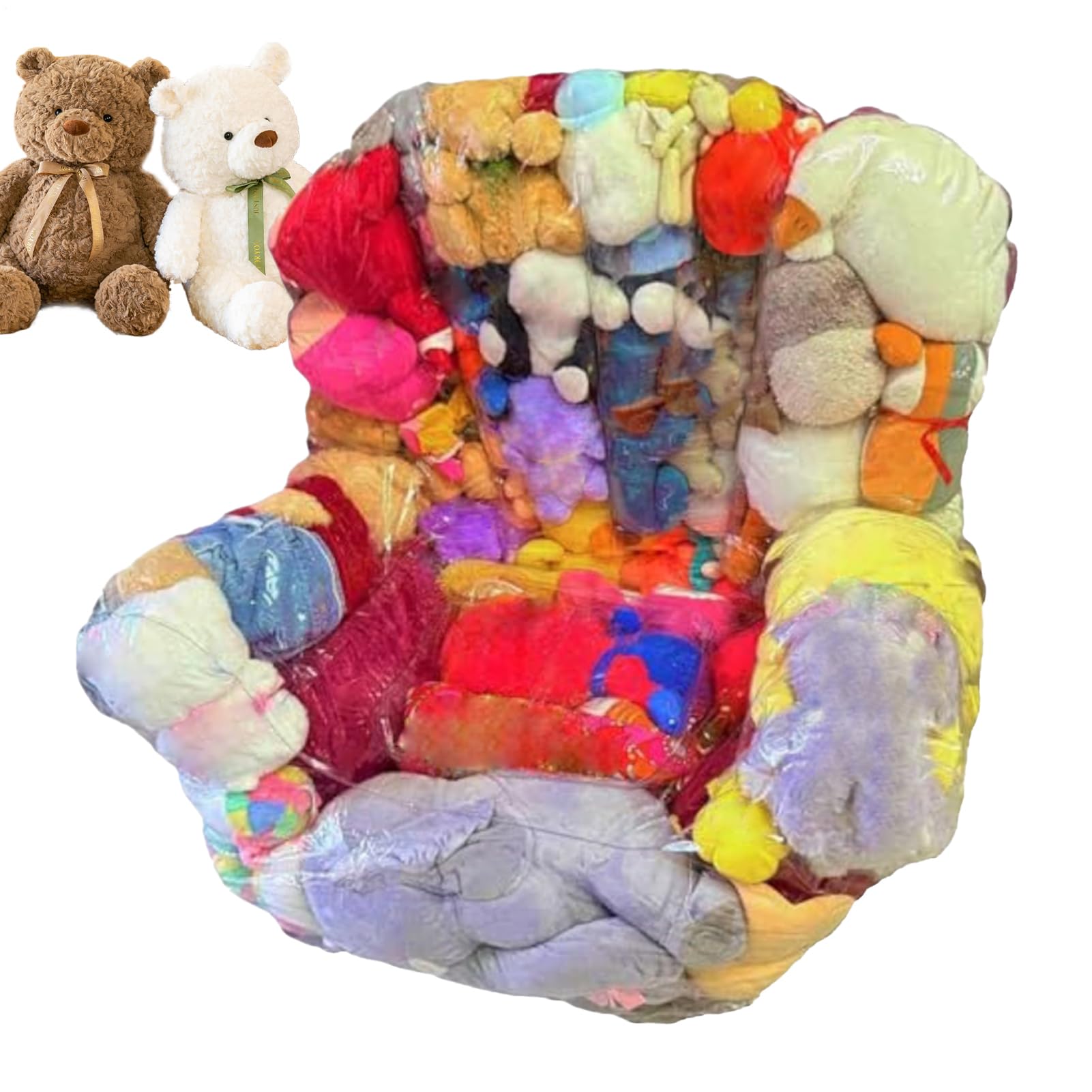 Chaise de rangement pour animaux rembourrés, pouf transparent 2 en 1 - Résistant aux taches - Pour dortoir, chambre à coucher, intérieur, coin lecture, salon