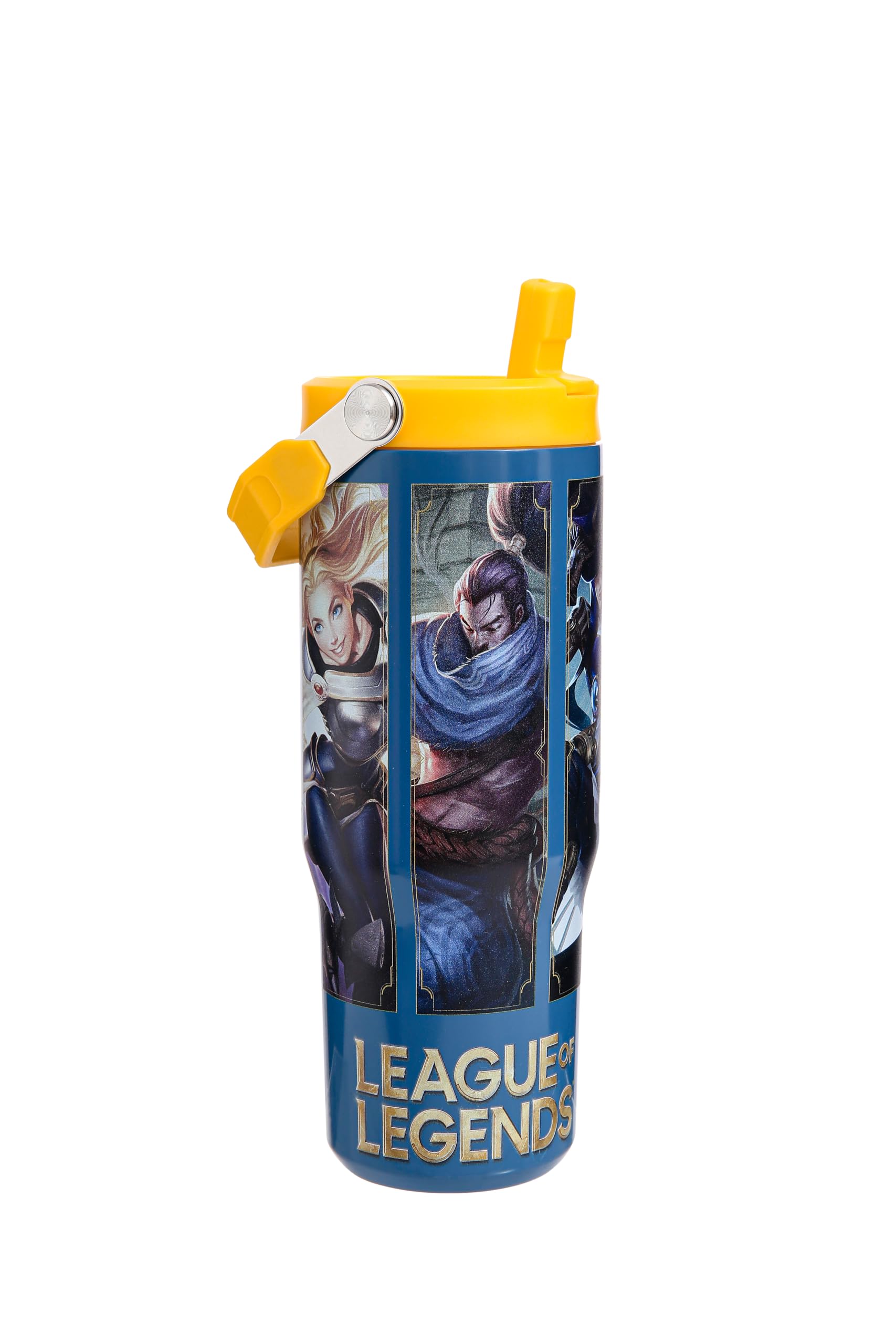 Pyramid International League of Legends 30oz/850ml Pitcher with Straw and Lid, Double-Walled Stainless Steel Body, Keeps Your Drink Cool, Screw Lid with PE Straw, BPA-Free, One Size