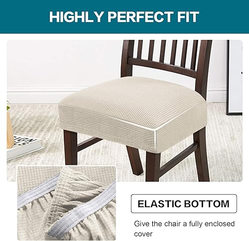 Miniatura 30 de Turquoize Stretch Dining Chair Covers Seat Covers for Dining Room Chair Covers Set of 4，Removable Washable Kitchen Chair Seat Cushion Slipcovers