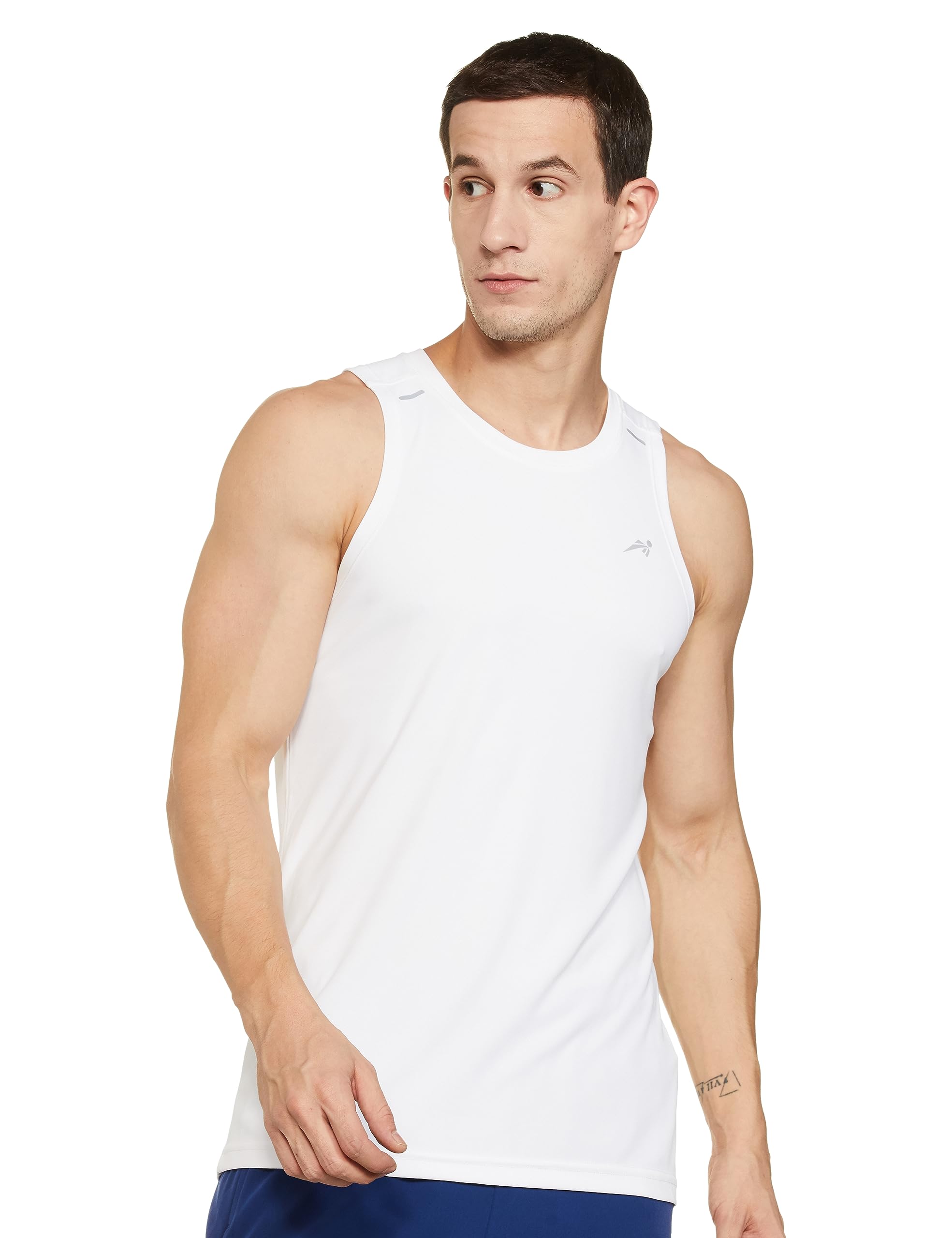amazon brand - symbol Men's Polyester Color Block Active Regular Fit Sports | Round Neck | Sleeveless T-Shirt-picture-46