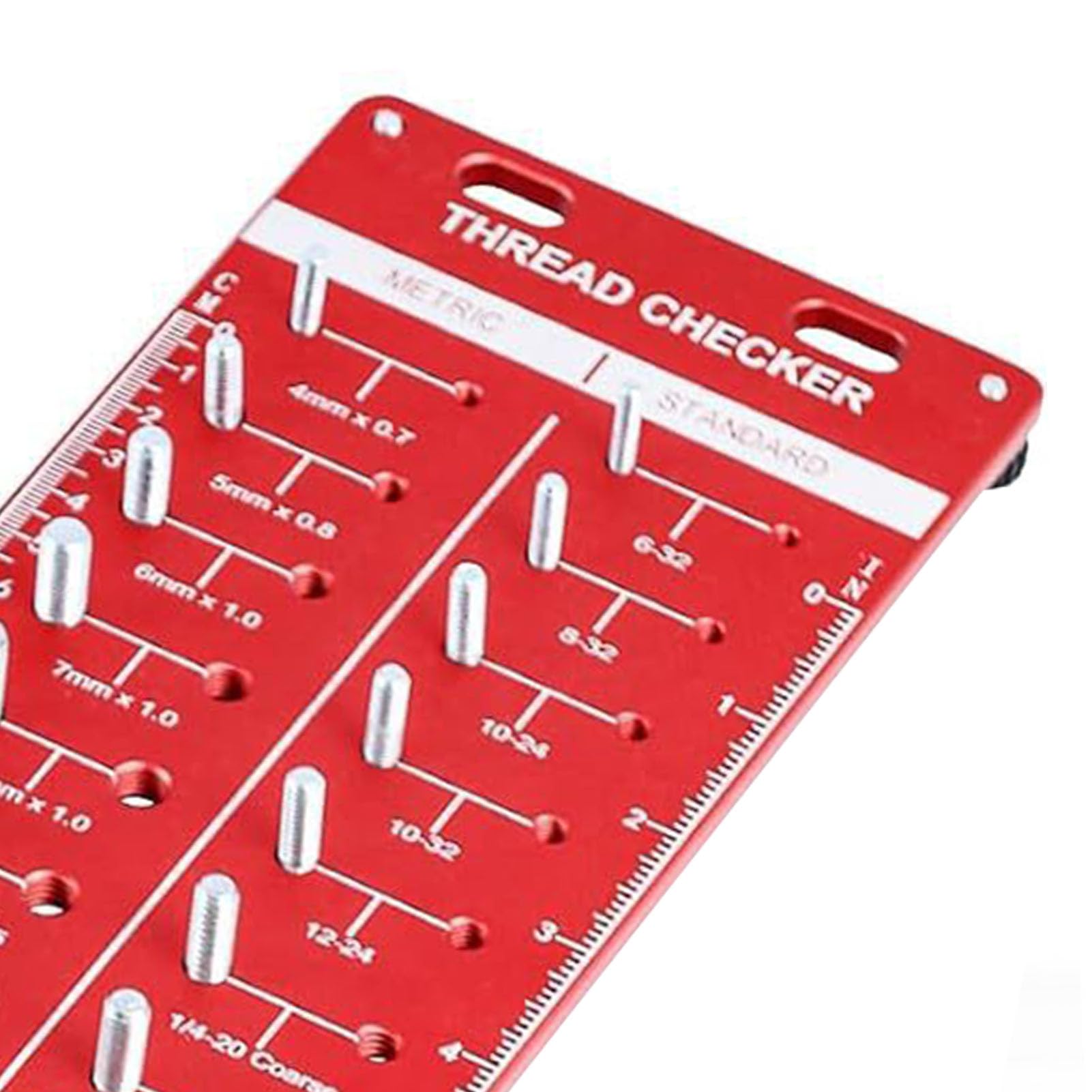 Gewindeprüfer mit 42 Mutternschraubengrößen, Aluminiumlegierung und Stahl