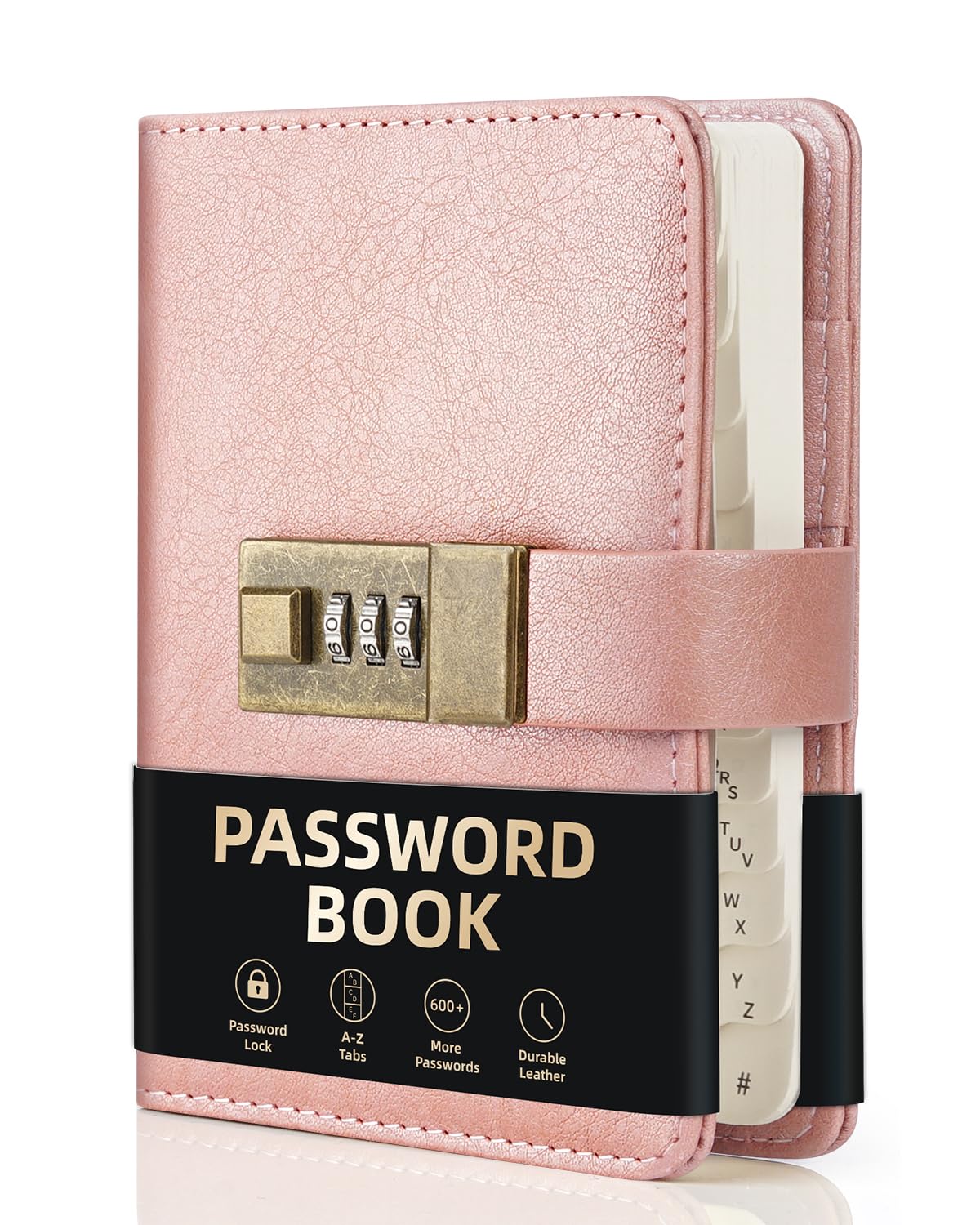 WEMATE Password Book with Lock, Password Book with Alphabetical Tabs 600+ Password Space,Password Organizer Logbook with Lock