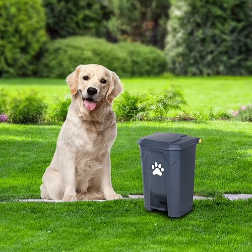 Miniatura 3 de Cubo de basura para excrementos de perro al aire libre, estación de residuos de perros con tapa, pedal manos libres, contenedor interior extraíble