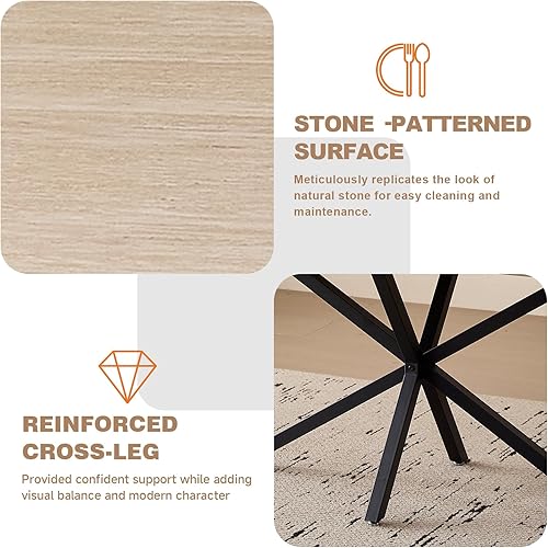 Miniatura 4 de Mesa de comedor de 55.1 pulgadas para 2 4 personas, pequeña mesa de cocina rectangular moderna de mediados de siglo con patas cruzadas de metal para