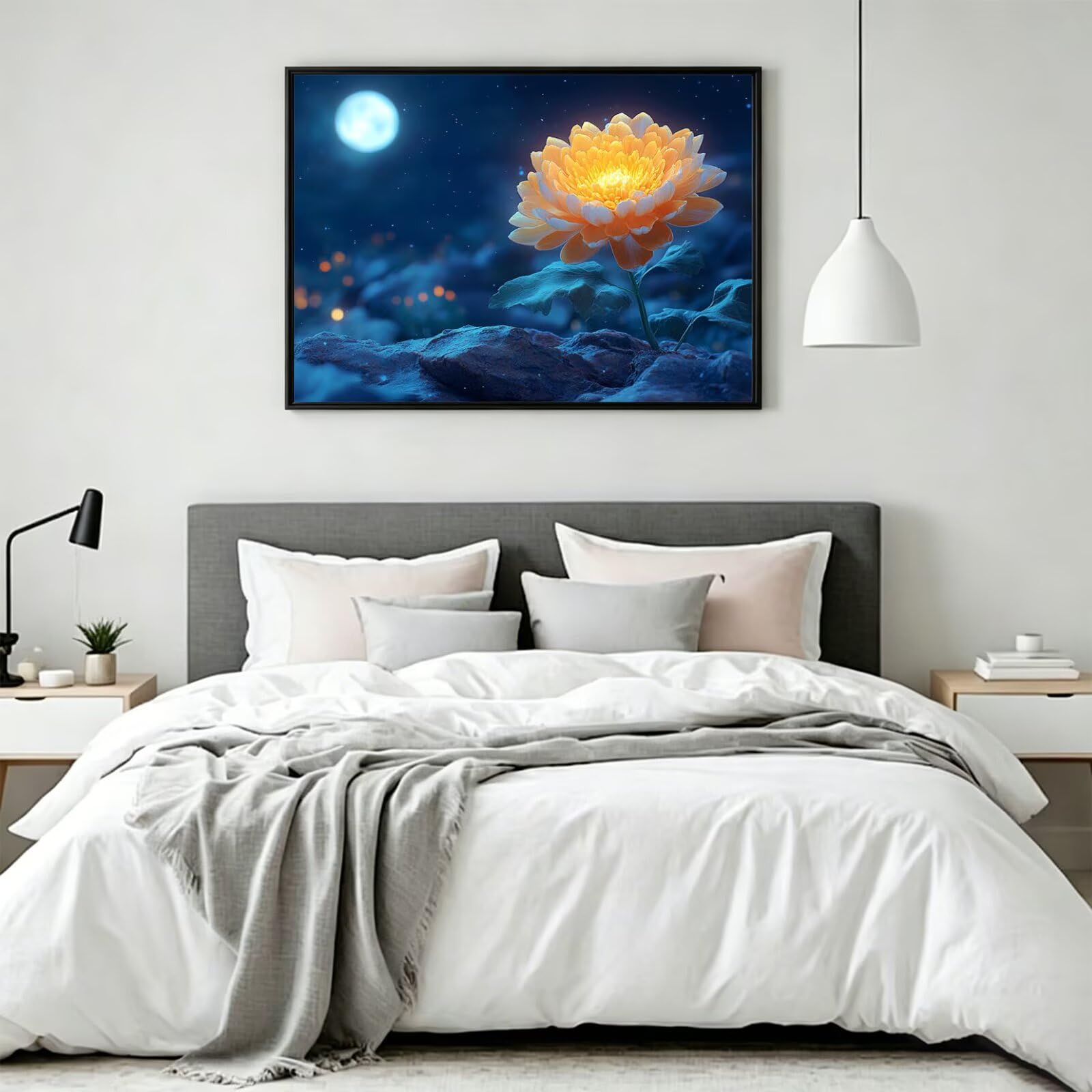 Pintar por Numeros Luna Pinturas Acrilicas flor Pintura por Numeros Adultos DIY Lienzos para Pintar, Pintura Acrilica Manualidades, Decoración para Hogar, Regalos Cumpleaños, 70x90cm Sin Marco, q-948
