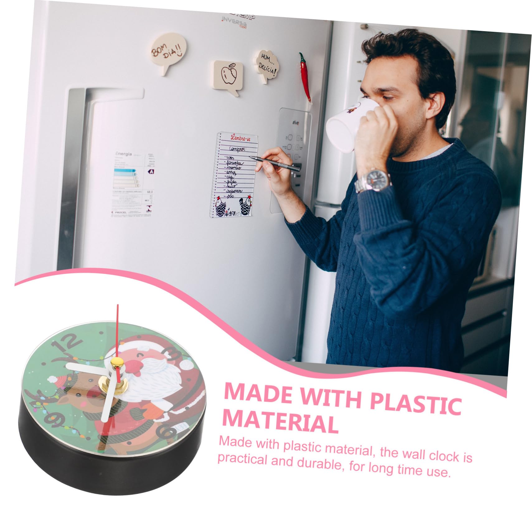 Homoyoyo 5piezas Reloj De Pared Magnético Silencioso De Navidad Decorativo y Práctico para Dormitorio Cocina y Oficina Diseño Creativo como para Nuevos Hogares