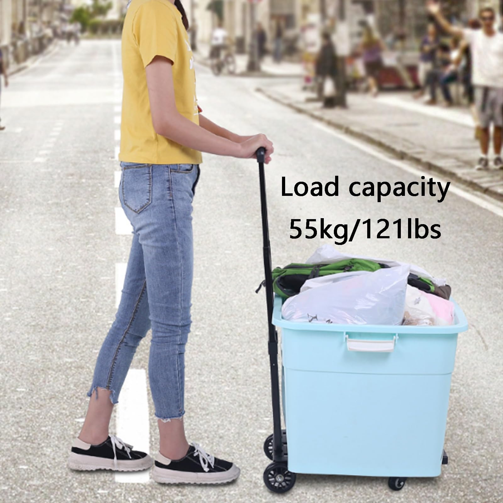 Flachwagen mit Rädern, Klappbarer Plattformwagen, Einziehbares Fahrgestell, Tragkraft 60kg, Leicht zu Tragen, für Büro, Zuhause, Schule, Outdoor