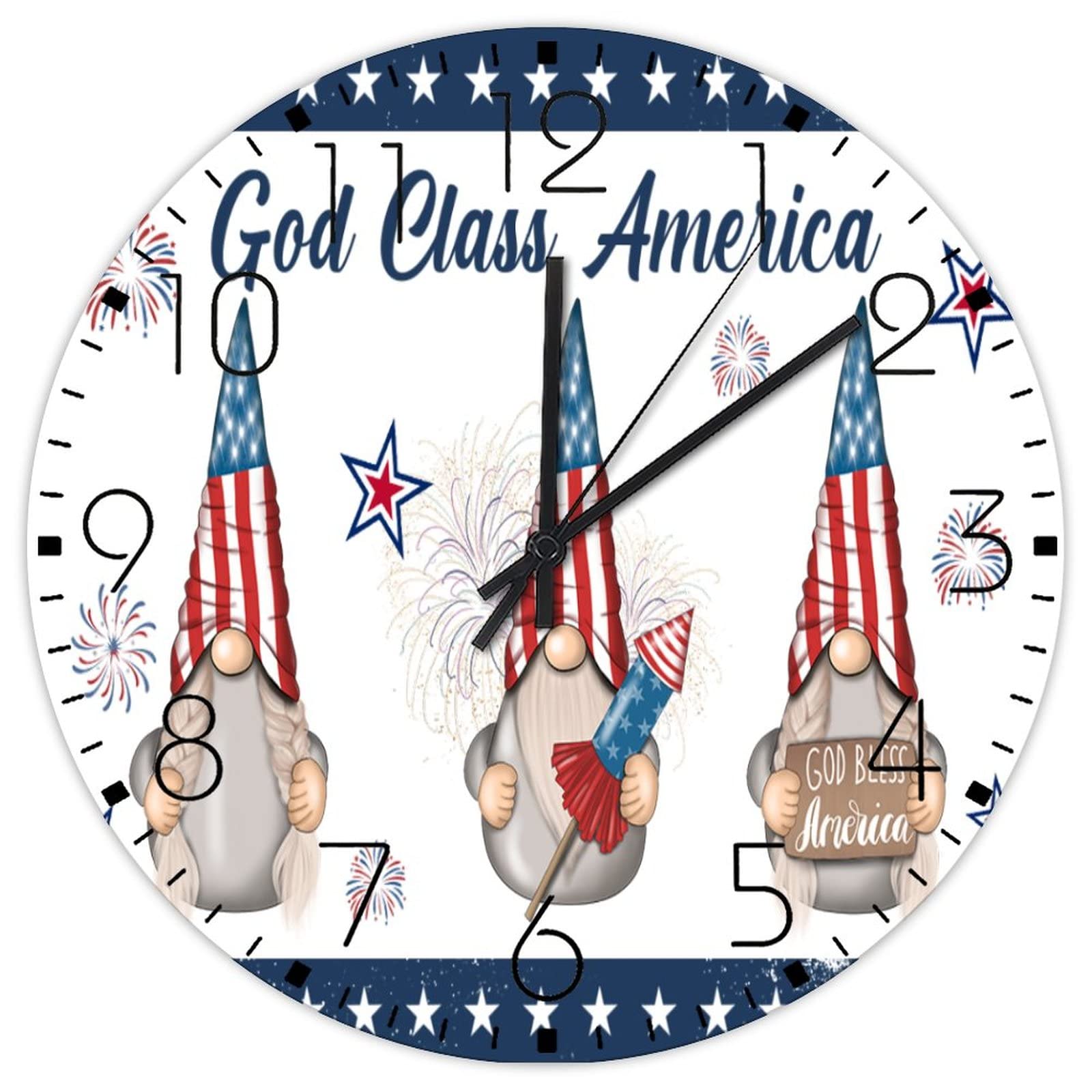 Horloge en bois sans tic-tac pour chambre d'enfant God Bless America