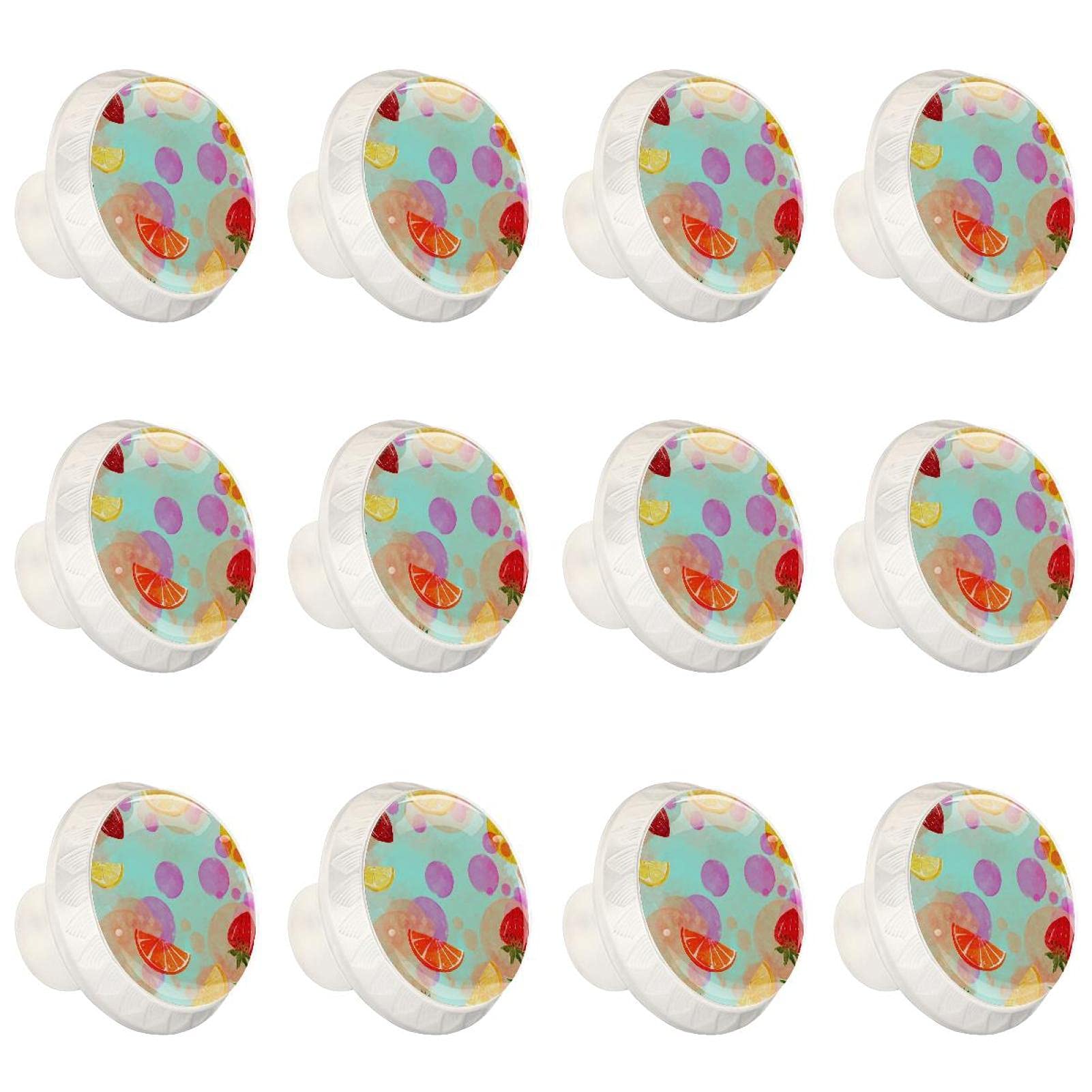 Boutons décoratifs ronds d'armoire style céramique bleu citron pour poignée de meuble