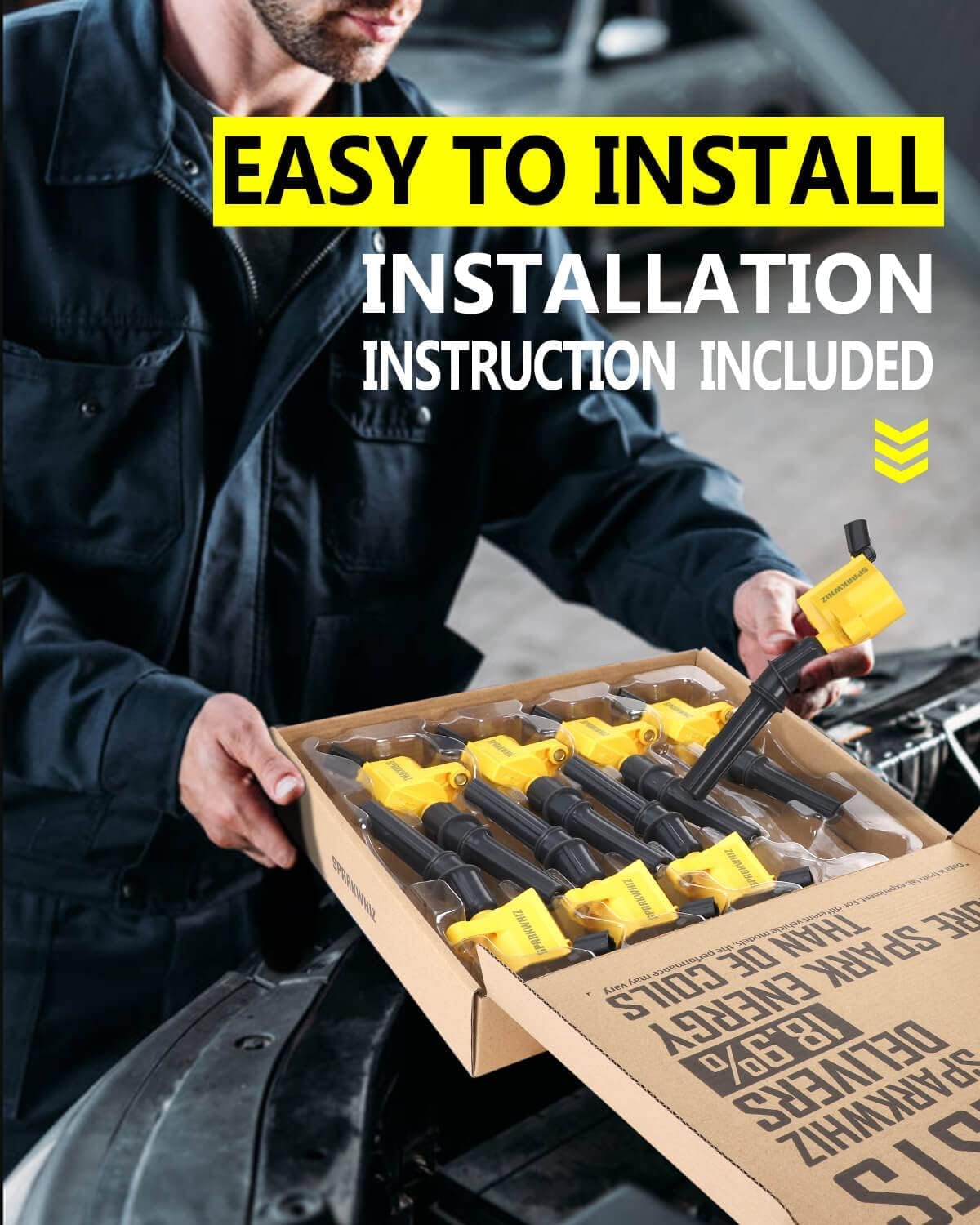 8Pcs DG508 Ignition Coils & Spark Plug SP479, 18.9% High Performance, Compatible with Ford F150 F250 F550 E150 E250 E550 4.6L 5.4L 6.8L V8 V10 Lincoln Mercury, Replacement for DG508 DG457 DG472 DG491