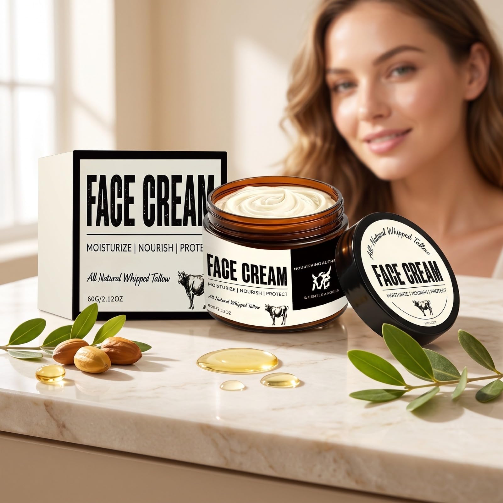 Crème Visage Suif de Boeuf Hydratante, 60 g