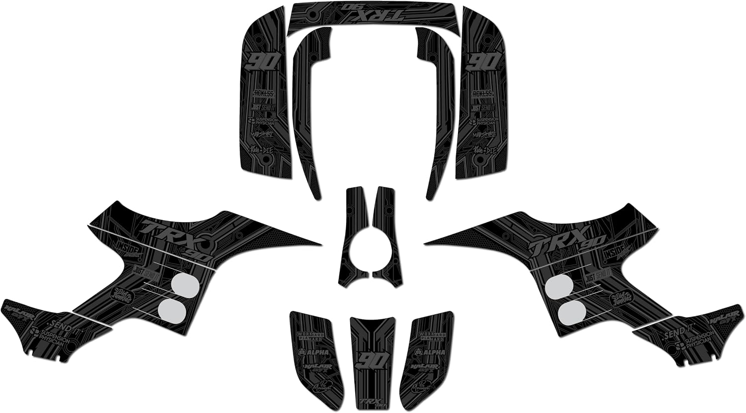 Graphics Kit for Honda TRX 90 (1993-2005) Electron Series Smoke 16 Mil- ATV UTV Custom Racing Graphics Stickers Decals Kit, no-plastics