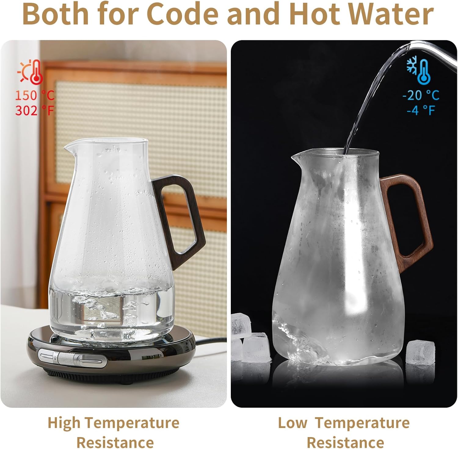 2L Glass Pitcher with Lid and Spout, Water Jug, 68OZ Carafe for Hot/Cold Water, Large Iced Tea Pitcher for Coffee, Juice and Homemade Beverage - Image 5