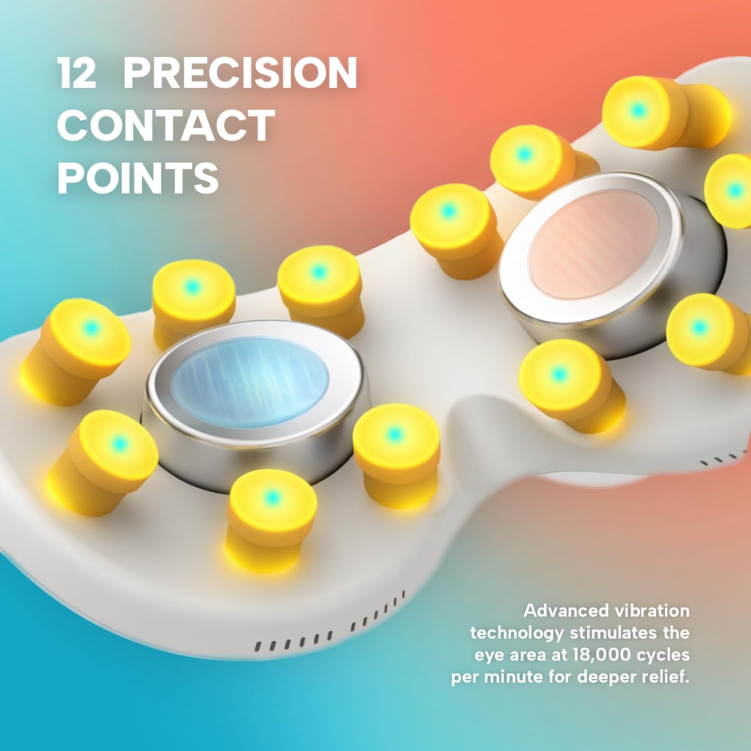 Eye Massager with Heat & Cooling | 12 Precision Massage Nodes | Bluetooth Music | 4 Massage Modes | 2400mAh Battery | Relaxation for Eye Strain, Dry Eyes, Stress & Headaches