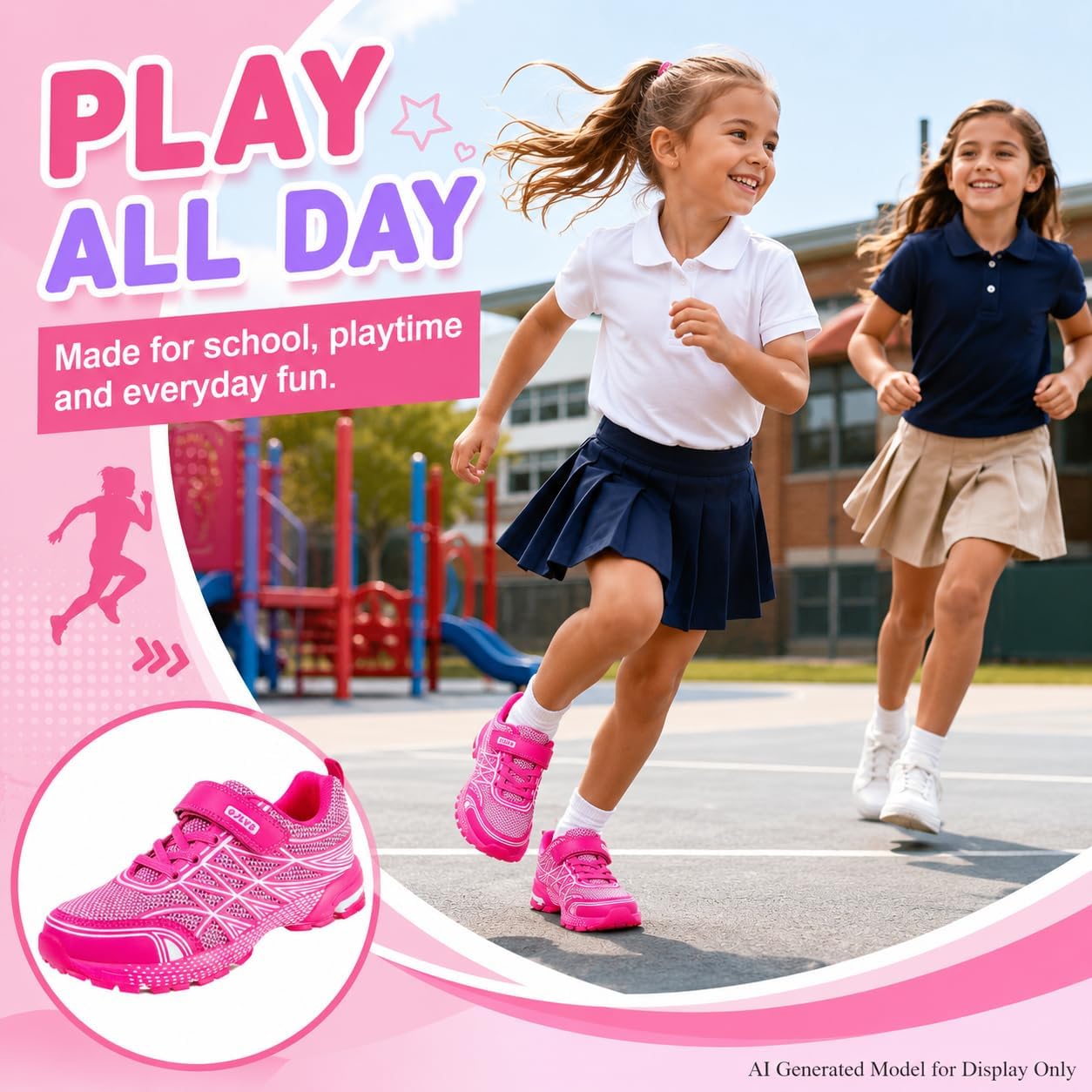 OJLVB Boys Girls Sneakers, Kids Tennis Running Shoes, Athletic Walking Gym Trail Shoe Breathable Lightweight