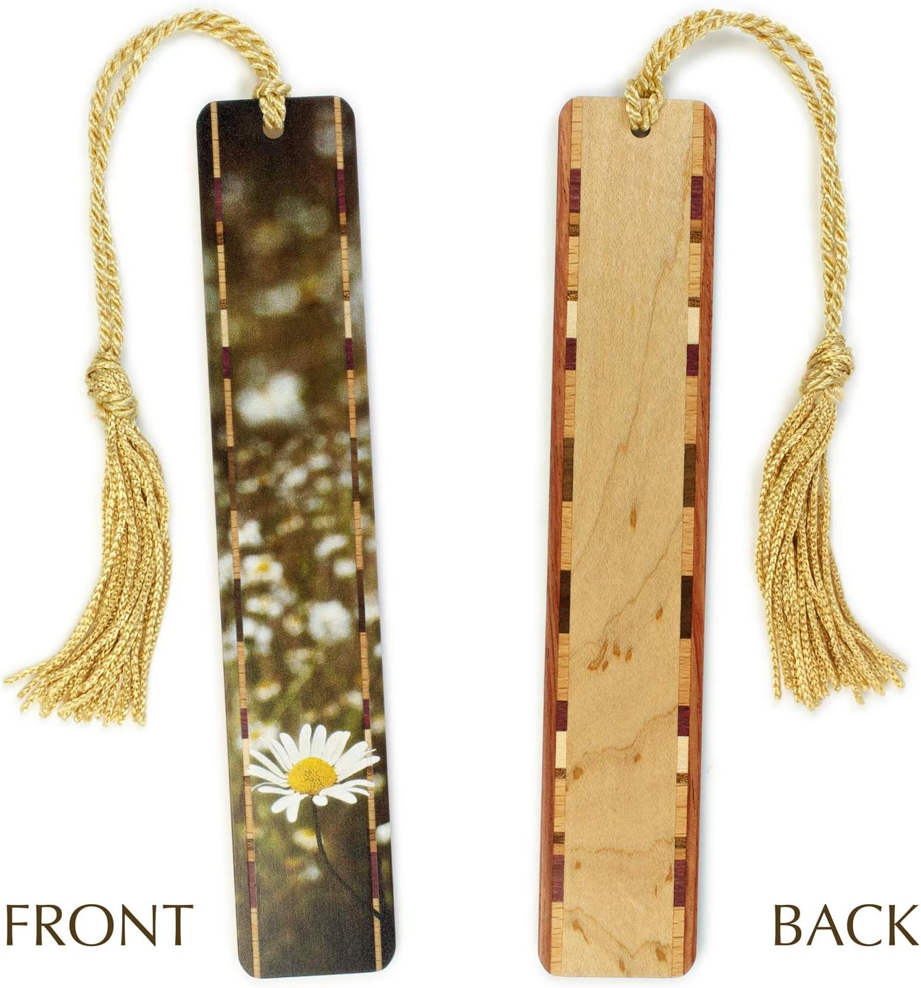Daisy Wildflowers Color Photograph by Mike DeCesare, Wooden Bookmark with Tassel- Made in USA - Also Available Personalized