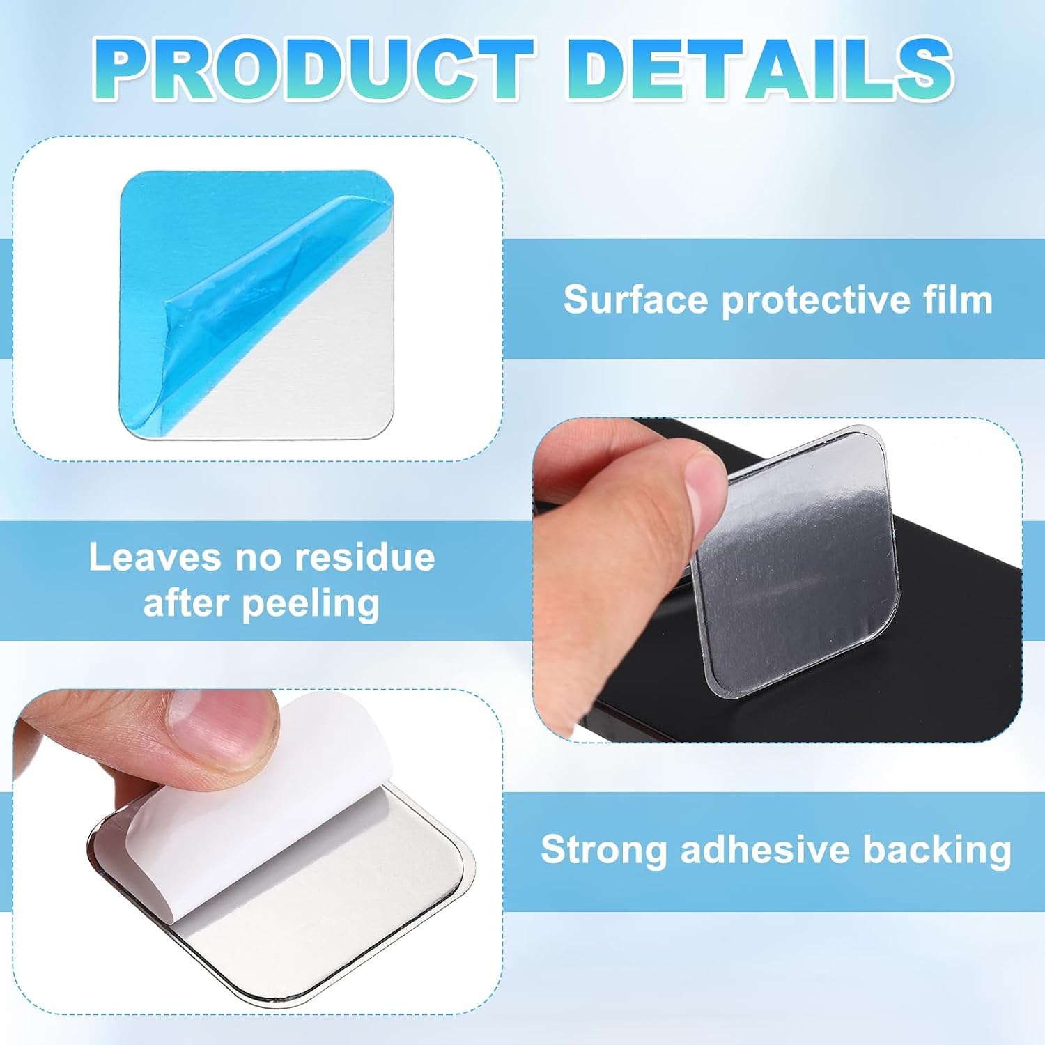 PATIKIL 16pcs Metal Plate 25x25x0.3mm Metal Plate Rectangle Adhesive Discs image 3