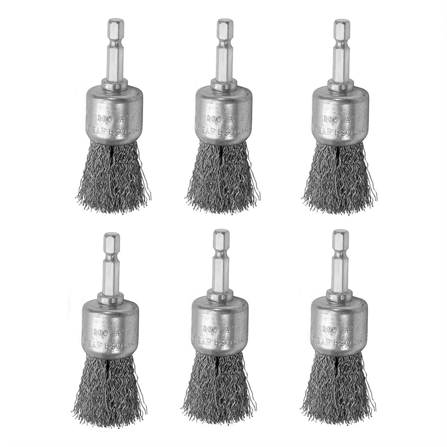 Abrasive Wire Pen Brush Set for Drill - 1/4 Inch Hex Shank 1 Inch Wire Pen Brush - Stainless Steel Crimped Carbon Steel Brush for Rust,Cleaning,Deburring,Removing Paint-2pcs