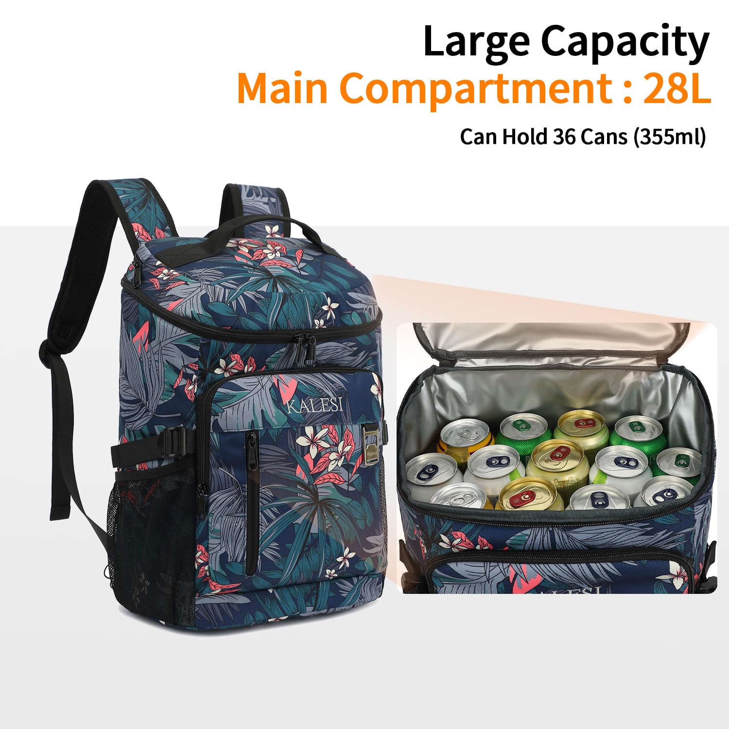 Kalesi Sac à dos isotherme léger pour 36 canettes - Anti-fuite - Pour voyage, camping, déjeuner - Pour homme et femme