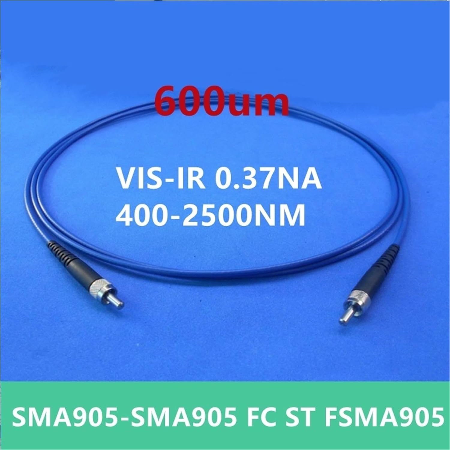 SMA905 Quartz Fiber Optical Jumper 600um 0.37NA 400-2500nm VIS-IR FC SC Energy Spectrometer Medical Detection Test Coupler (SMA-SMA stainless 1m)