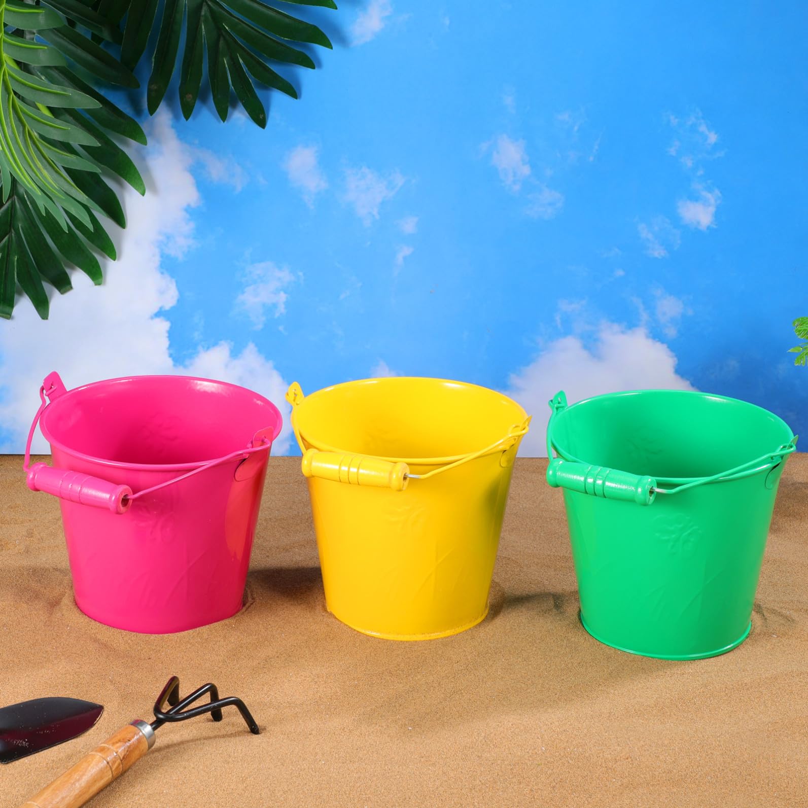 NOLITOY Jouet de Plage Seau en Fer 6 Pcs, Jouet de Seau Maternelle