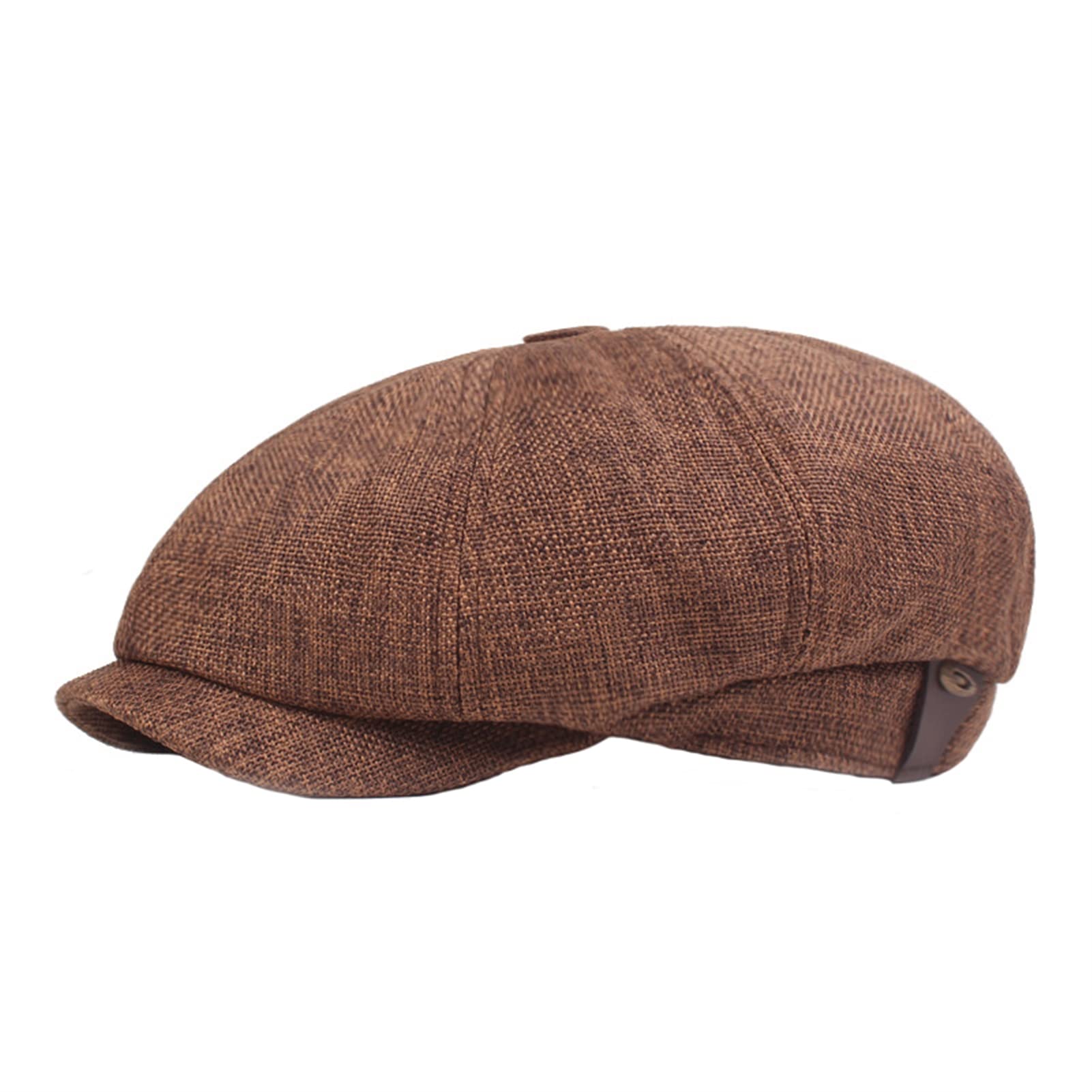 Lifup Men's Newsboy Hat 8 Panel Flat Cap Cotton Linen Gatsby Ivy Golf Cabbie Hat Coffee