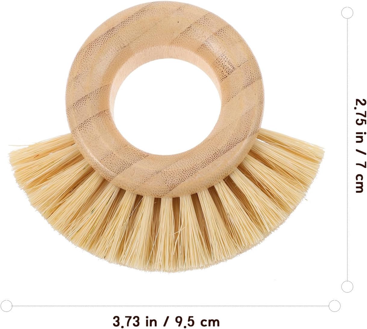 Vegetable Fruit Brush Kitchen Cleaning Tool with Ring Handle, Bamboo