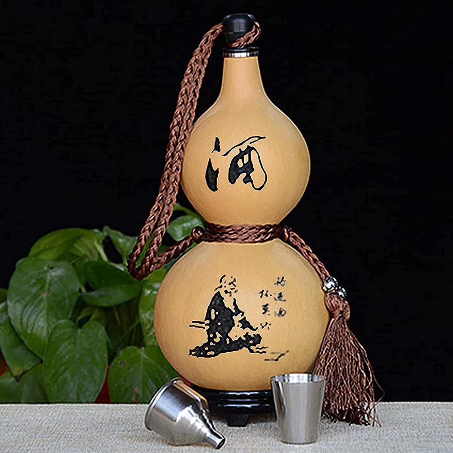 Natural ​Gourd Hip Flask, Sake Gourd, High Capacity Wine Water Bottle, Beeswax Anti-seepage, Easy to Clean, Home Decoration (Size : 750ml)