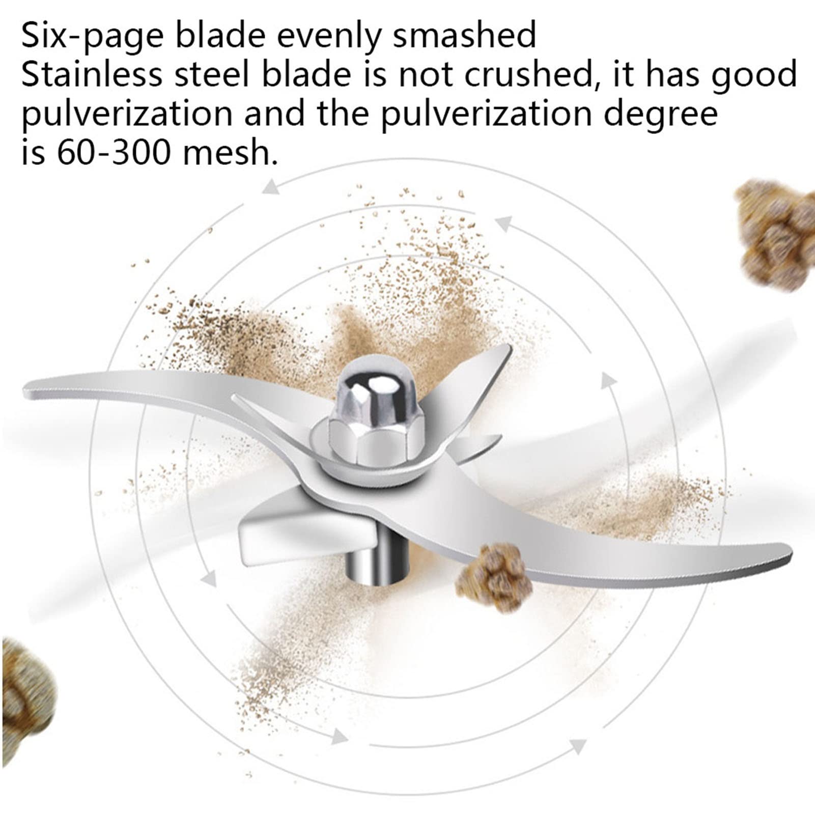 800G Macinino Cereali Elettrico Acciaio Inox Alta Velocità Spezie Erbe Polverizzatore Oscillante 6 Lame Motore Rame Puro 1800W 55s Macinatura Veloce Prot Sovraccarico Per Famiglia 3-5 Caffè Noci