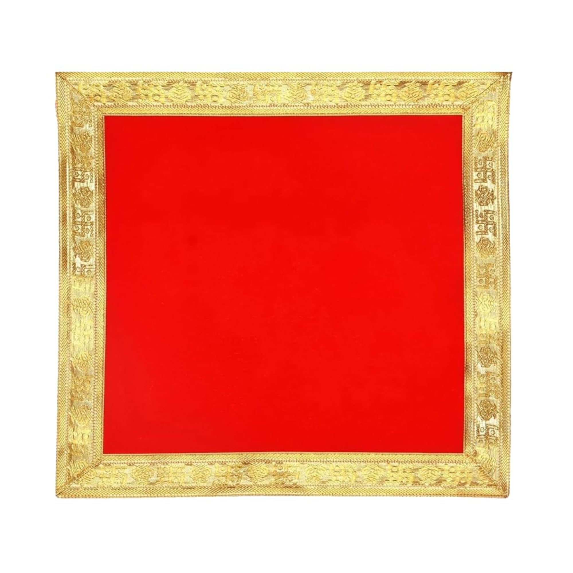 Dharohar The Heritage Mandir Aasan Prayer Mat | Mat for Meditation | Pooja Aasan Sitting Mat Velvet | Puja Aasan for Home (Red) (38x38 cm)-image-7