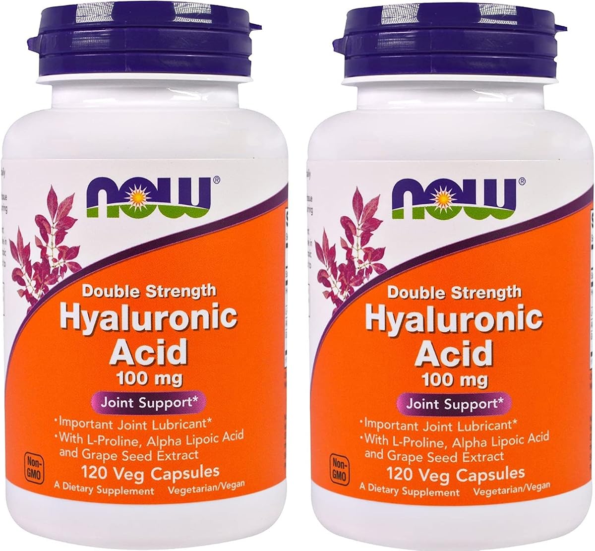 NOW Foods - Hyaluronic Acid 100 mg - 120 Veg Capsule (Pack of 2)