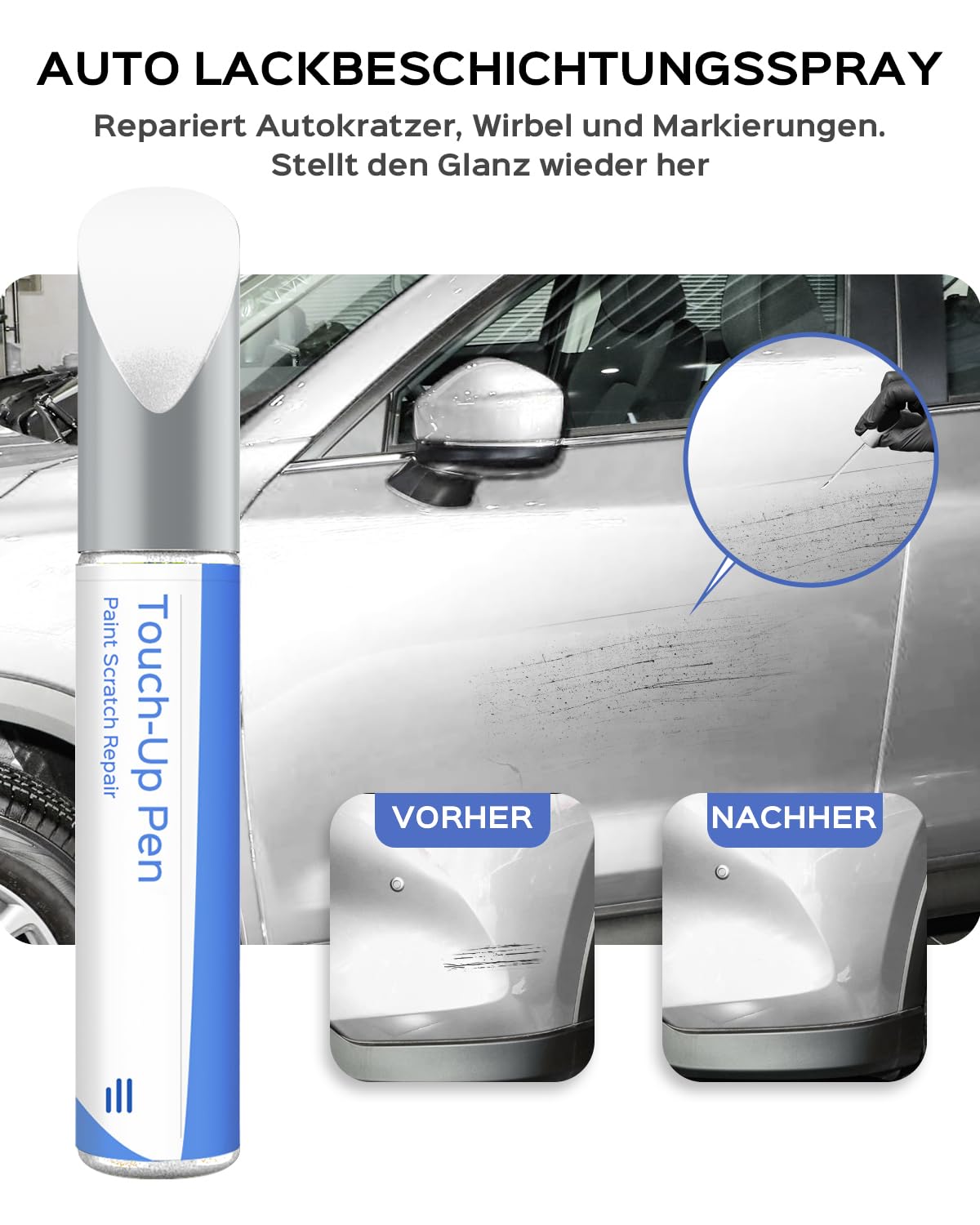 Matita per vernice Mazda A4D Arctic White – Corrispondenza esatta per chip e graffi