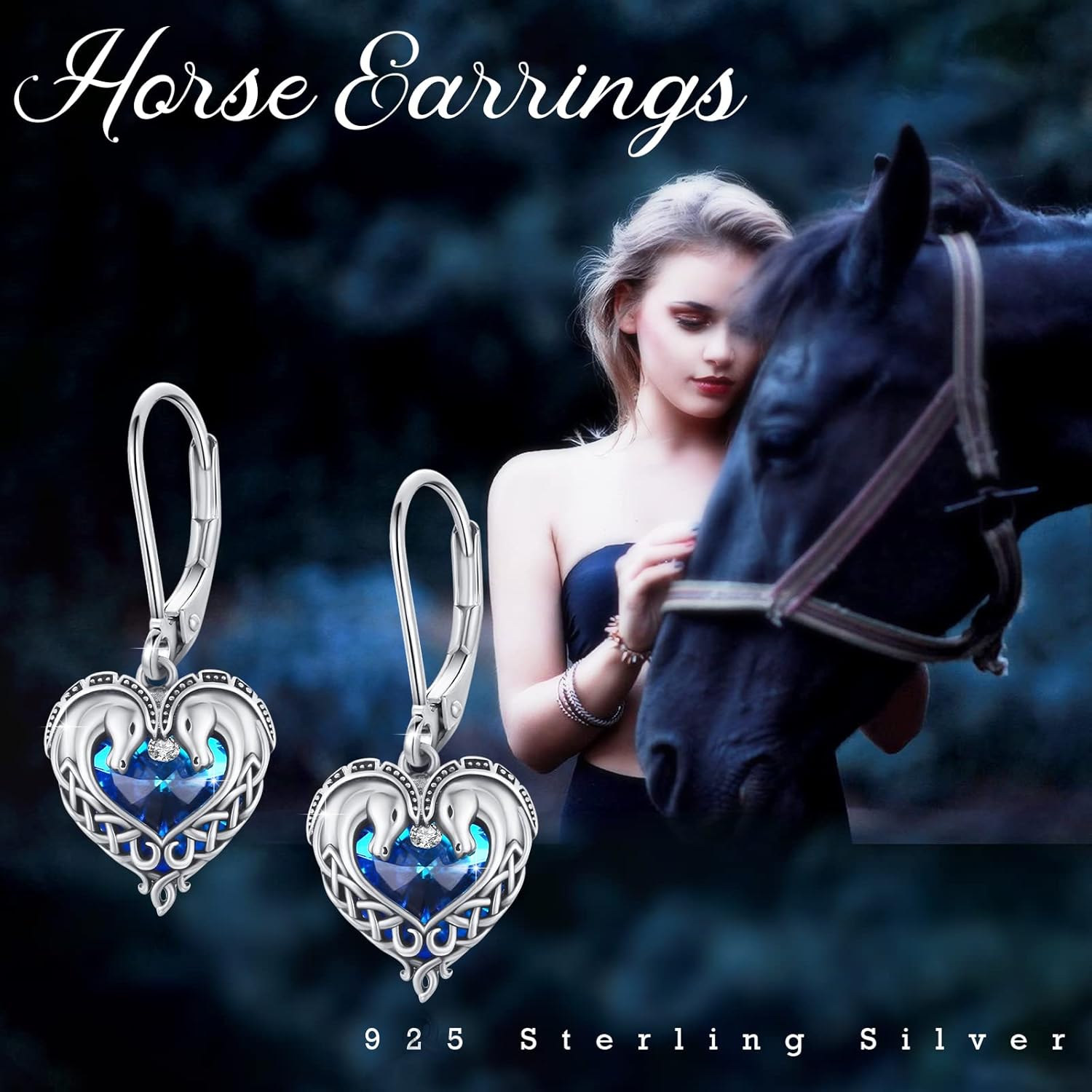 Horse/Dragon/Wolf Earrings for Women 925 Sterling Silver Celtic Knot Horse/Dragon/Wolf Earrings with Crystal Animal Jewelry Gifts for Women Girls - Image 6