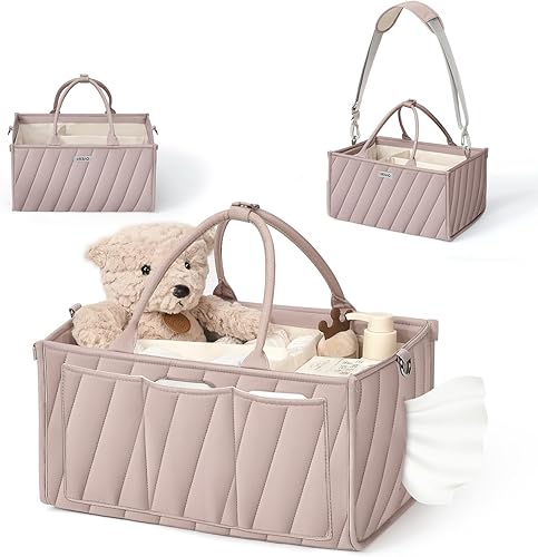 Miniatura 8 de Organizador de pañales para bebé con bolsillo con cremallera, artículos imprescindibles para el cuarto de bebé, cesta de baby shower, contenedor