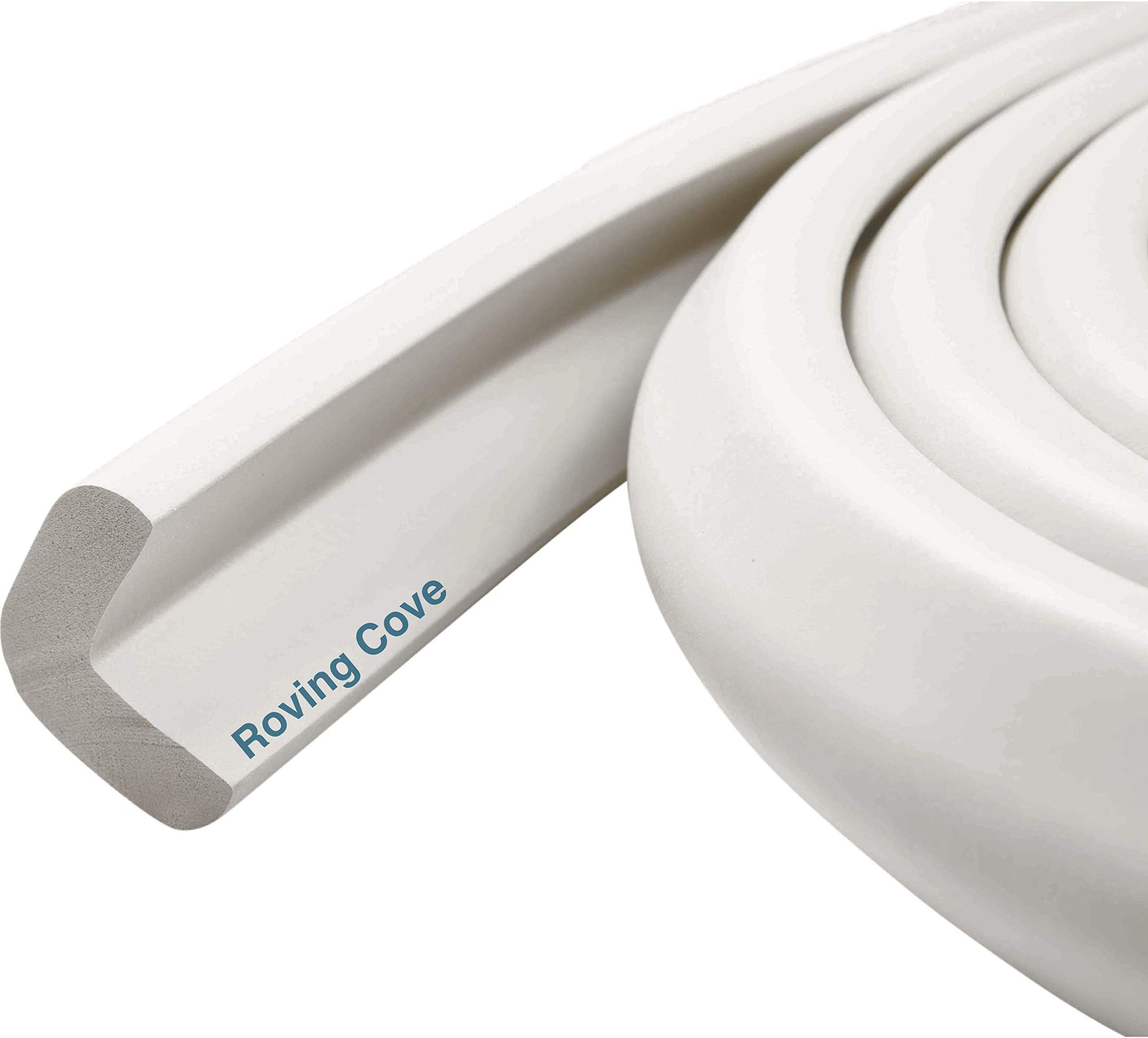 Roving Cove Edge Protector for Baby (6ft Large), Hefty-Fit Heavy-Duty Soft Foam Furniture Bumper Guards, Desk Cushion, Wall Corner Covers, 3M Adhesive, Oyster White (Off White)