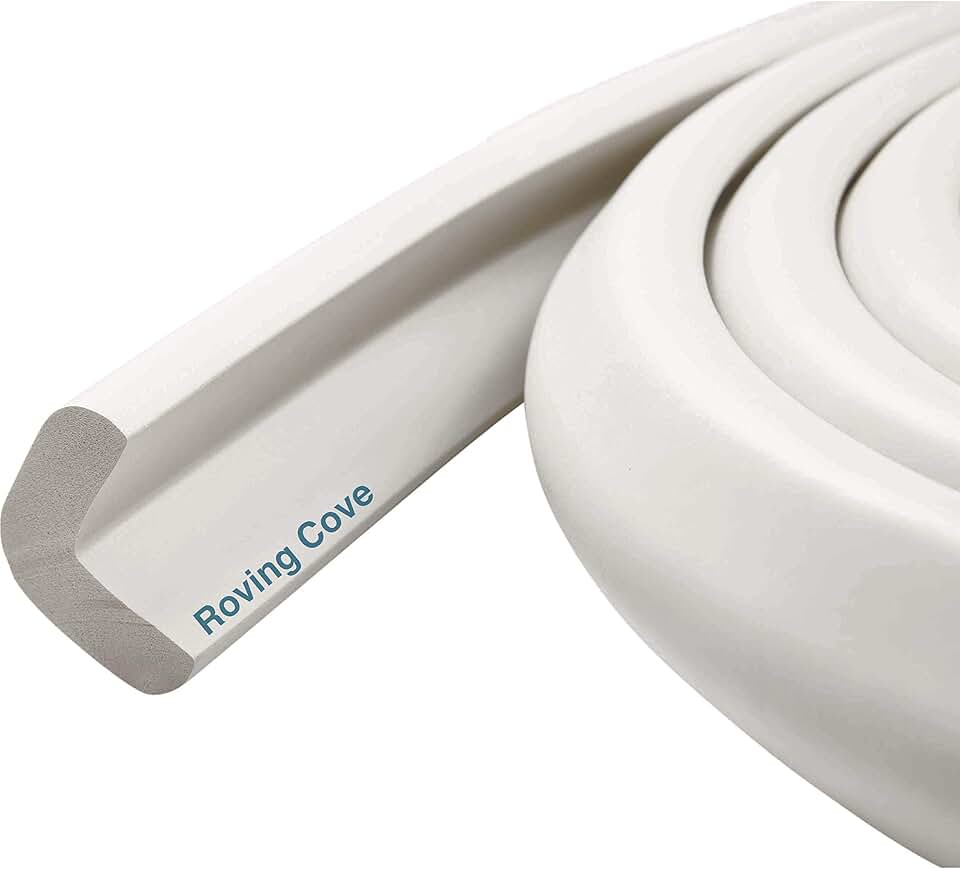 Roving Cove HeftyFit Edge Protector for Baby Proofing (6ft Large Edge Only), Heavy-Duty Soft Furniture Edge Bumper Guards, Desk Edge Cushion, Wall Corner Covers, 3M Adhesive, Oyster White (Off White)