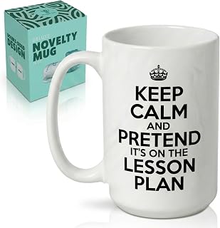 Artisan Owl Keep Calm and Pretend It's On The Lesson Plan Mug – 15 oz Large Funny Teacher Coffee Cup as Back to School Teacher Appreciation Present