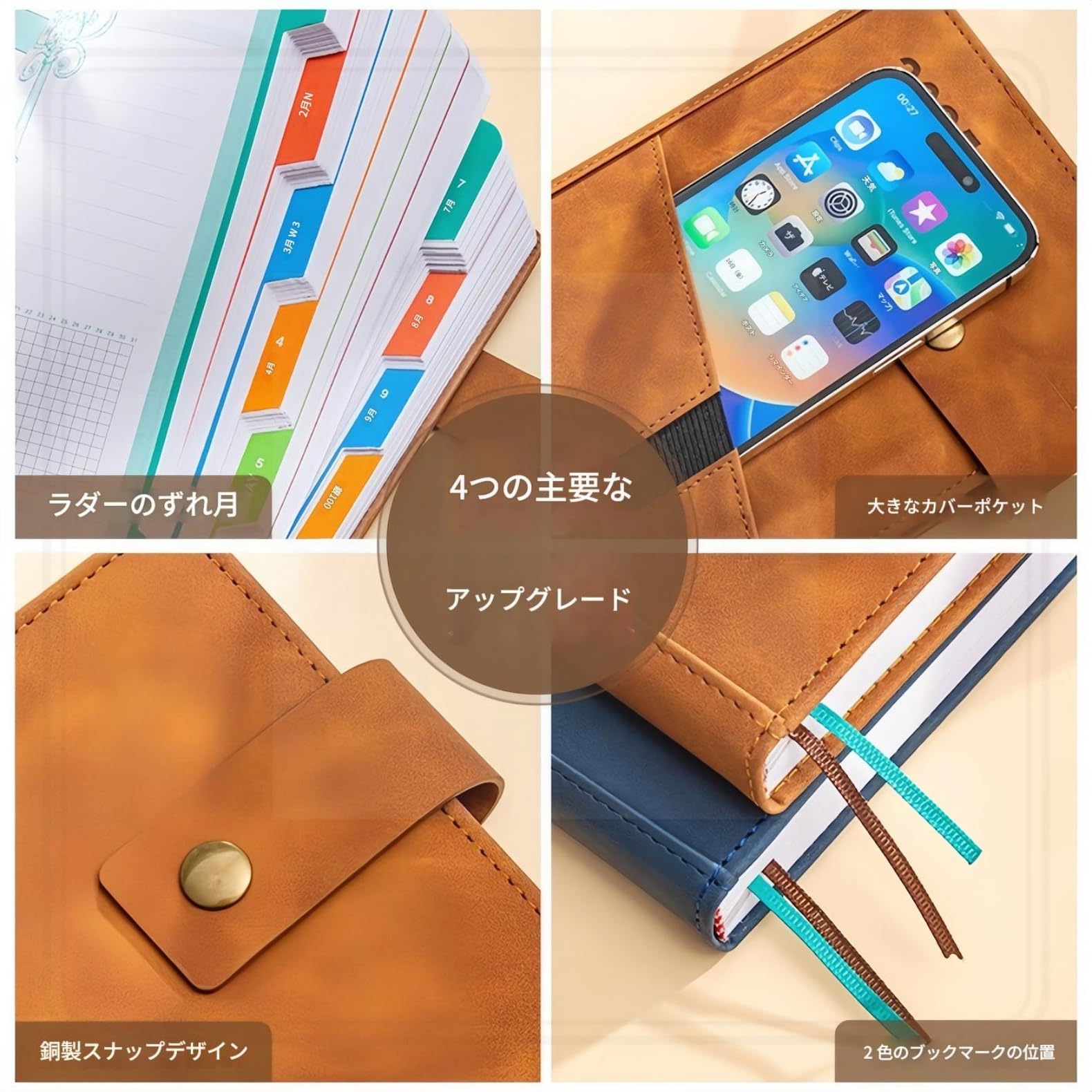Amazon | 2025年 手帳 A5サイズ｜防水カバー＆大容量ポケット付き