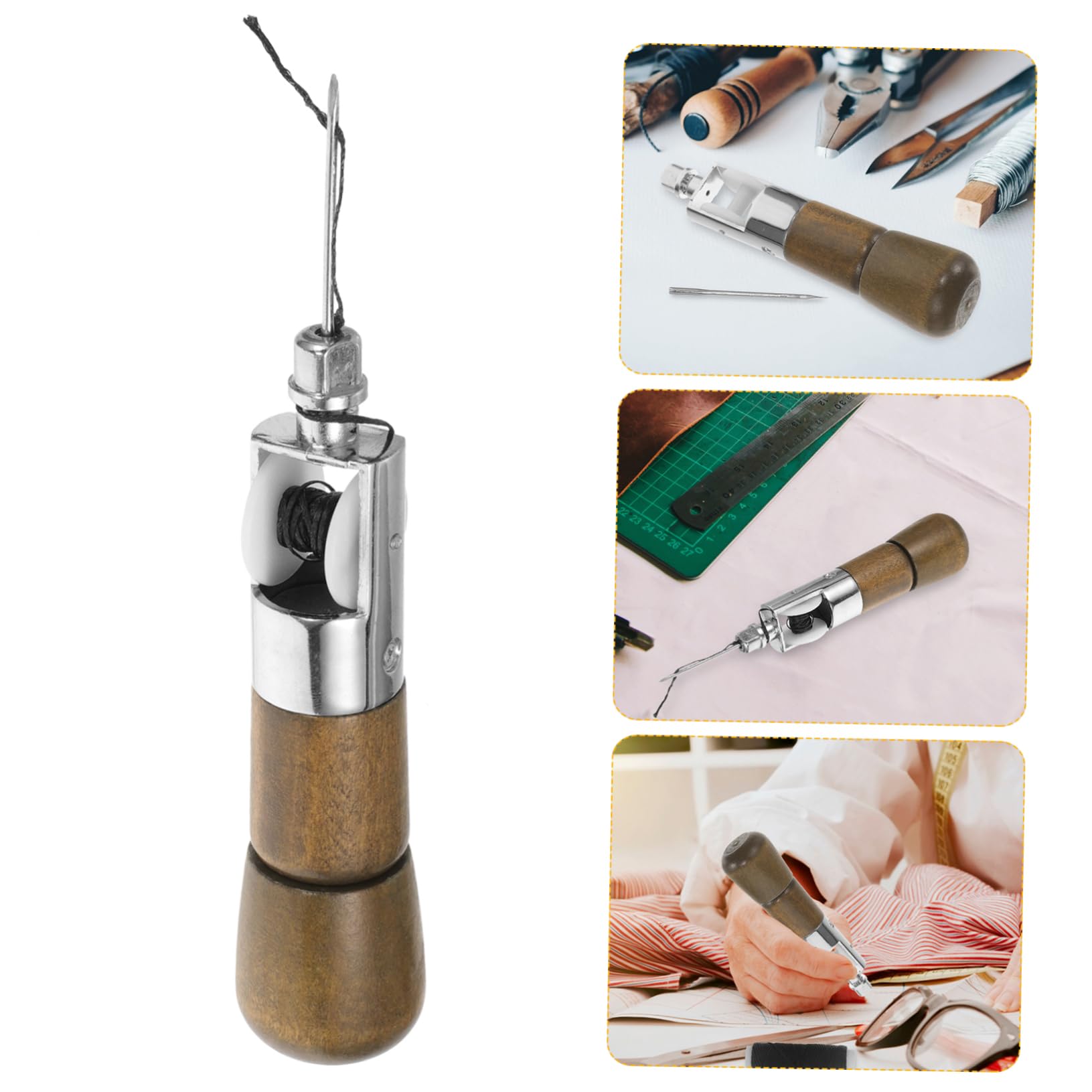 SHINEOFI Kit Attrezzi Cucito Pelle Punteruolo Metallico per Riparazione e Lavorazione della Pelle, Strumento Manuale per Fai-da-te e Creazione di Braccialetti in Pelle