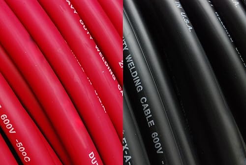 TEMCo INDUSTRIAL WC0455-40 pies (20 pies negro, 20 pies rojo) 2 calibre AWG cable de soldadura y cable de batería de automóvil, alambre de cobre