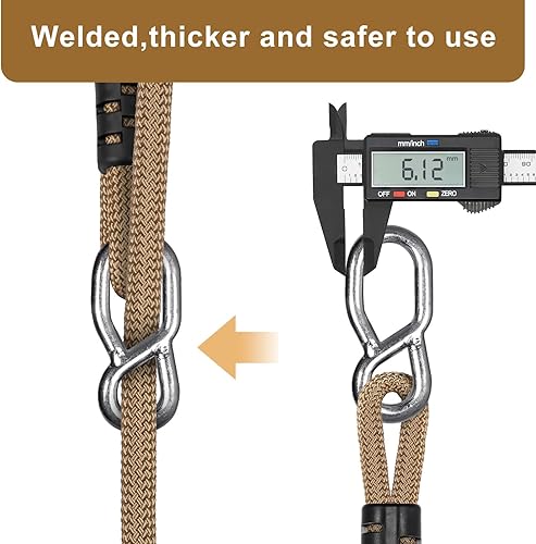 Miniatura 4 de SELEWARE Asiento de columpio de estructura de metal de 17 pulgadas con cuerda ajustable y conexión rápida, accesorios de repuesto para niños y