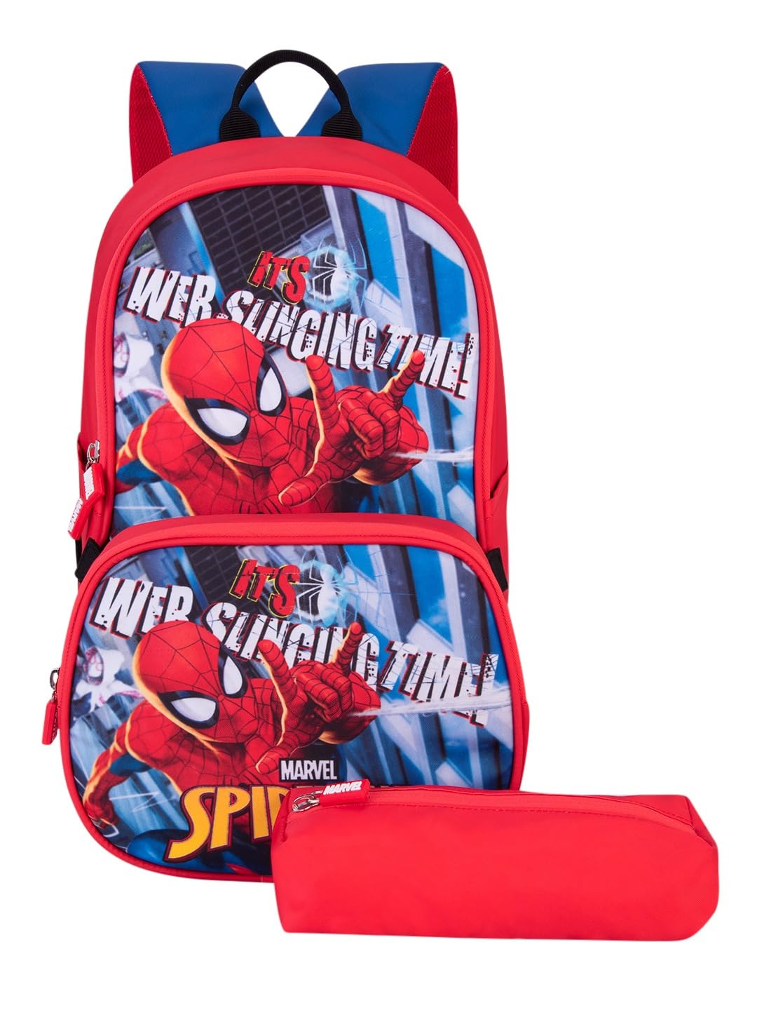 Marvel Avengers Spiderman With Tiffin Bag 14-Litre Kids School Backpack Red Blue