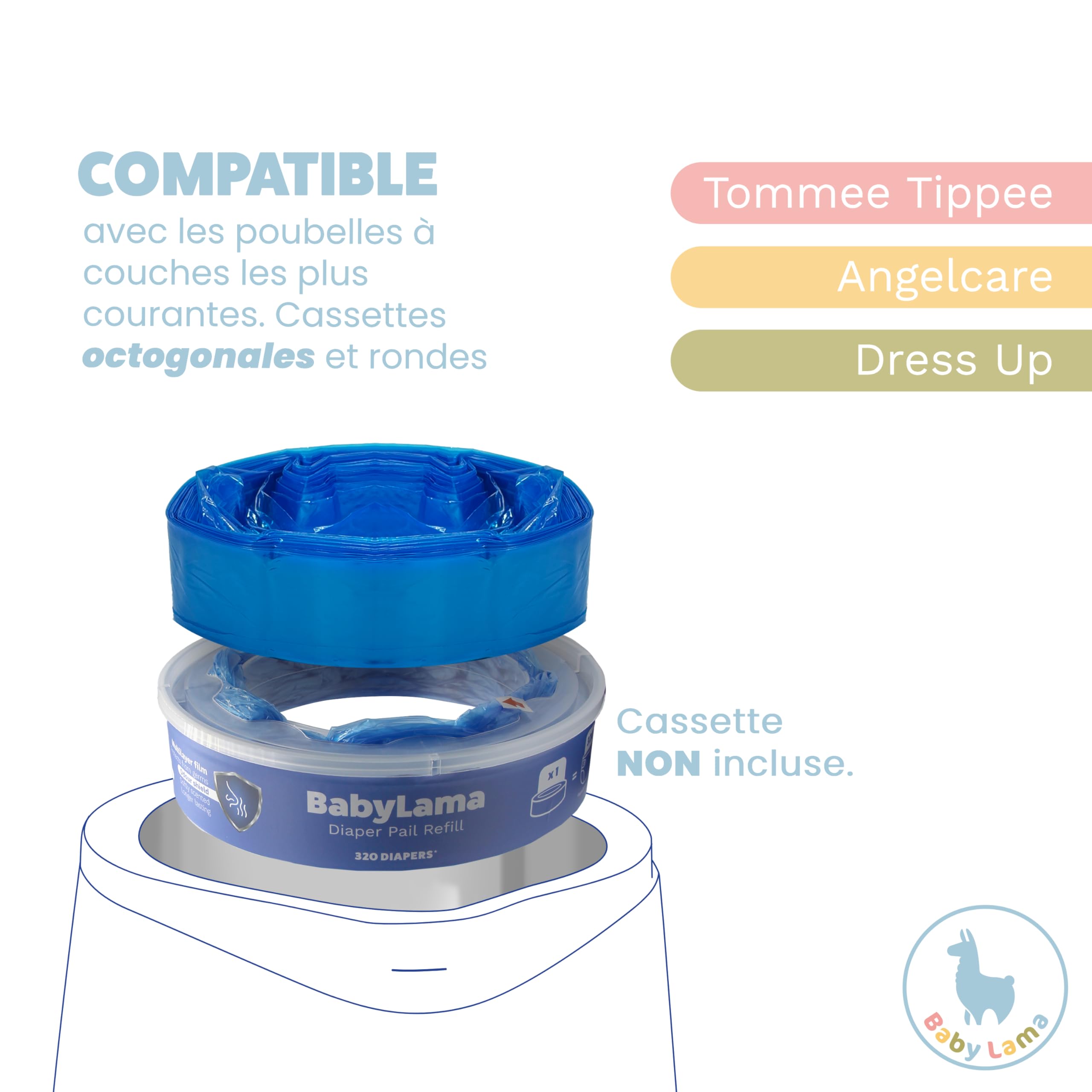 Recharges Universelles pour Poubelle à Couches – Compatibles avec Recharge Poubelle à Couche Tommee Tippee et Angelcare – Sac Poubelle Couche Antiodeur, Hygiénique et Économique (20)