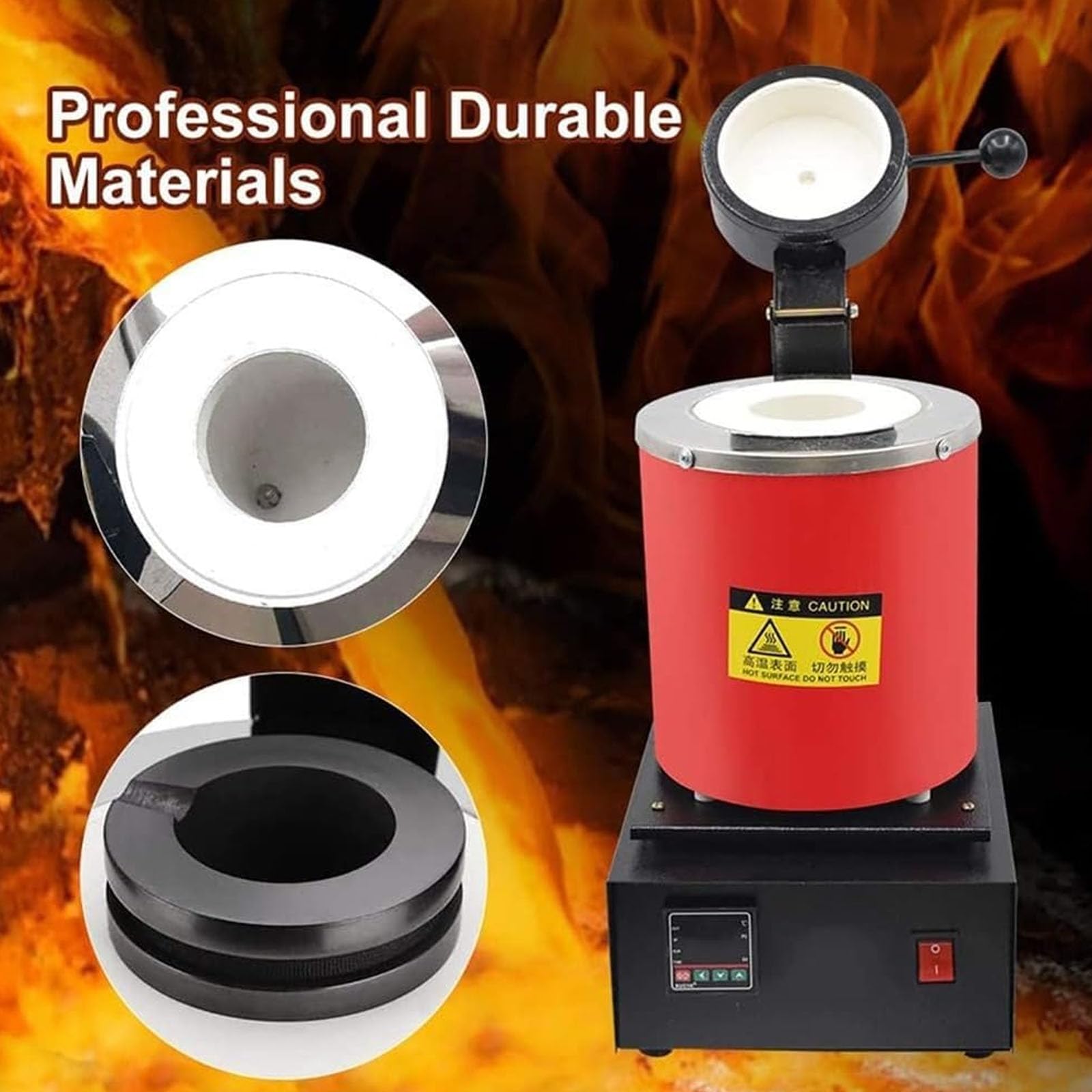 Pinzas eléctricas para Horno de fusión, Horno de fusión de Oro con Capacidad de crisol de 1400 W 3 kg 110V-220V para chatarra fundida, Plata